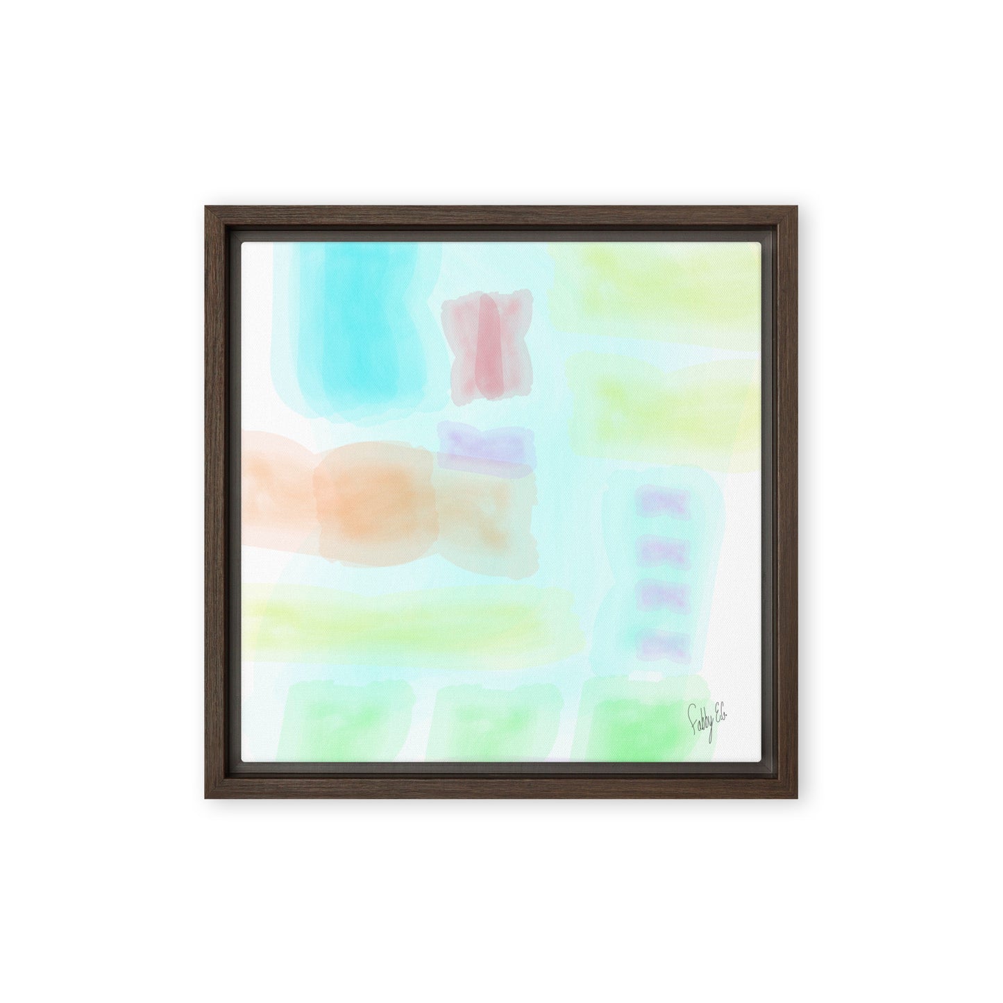 Watercolor abstract framed canvas