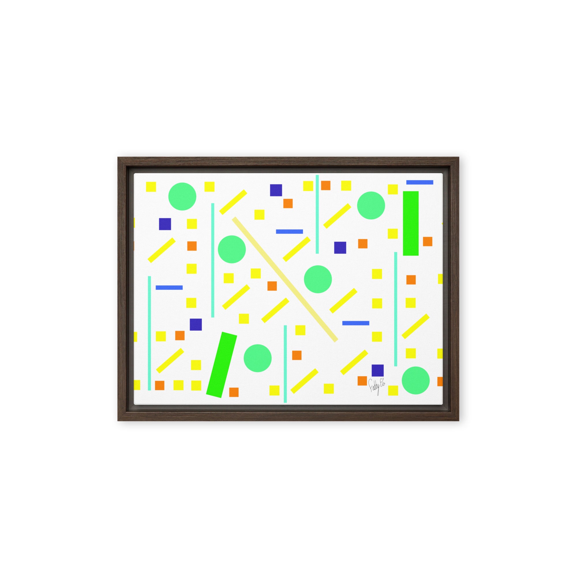 Squares and petite rectangles (white) framed canvas