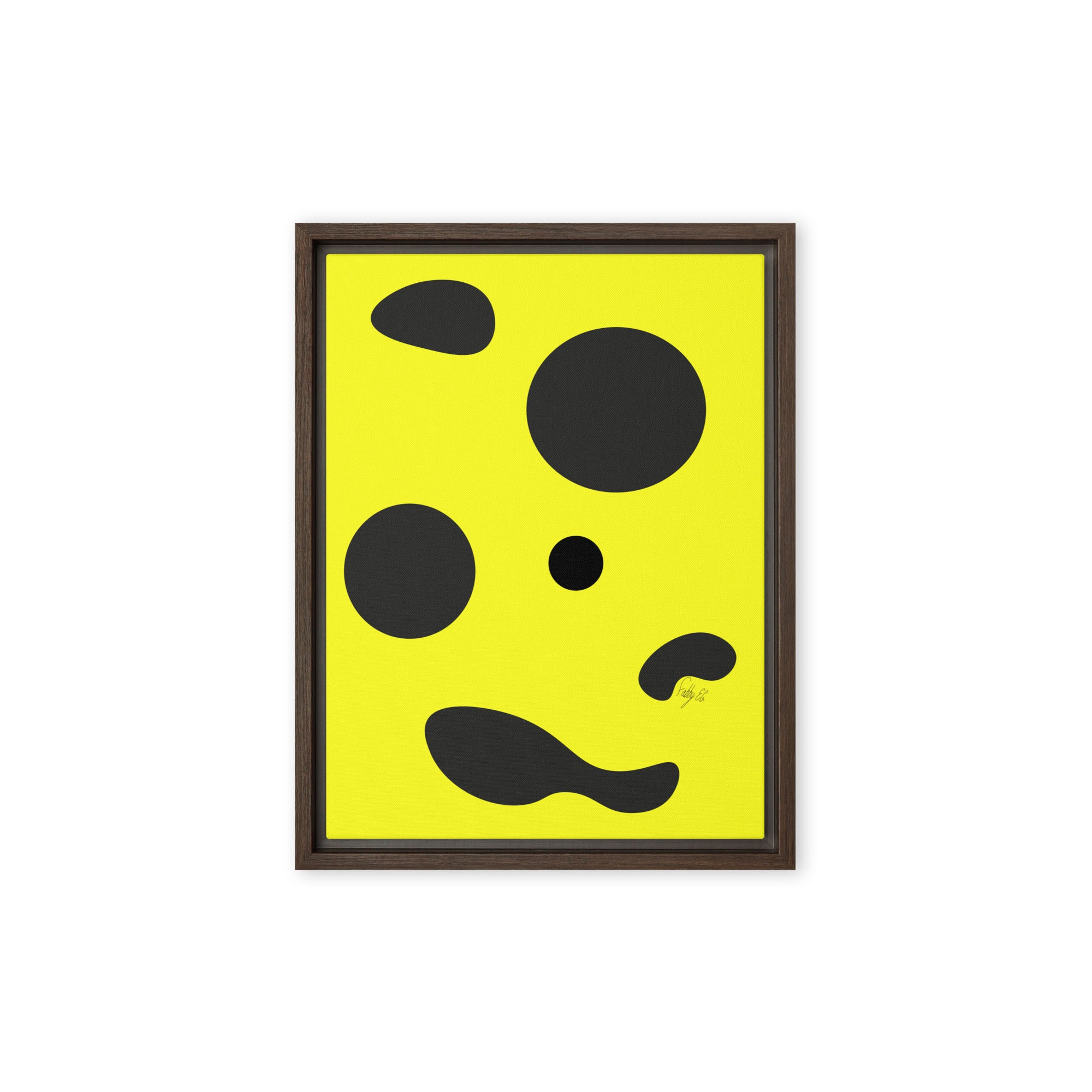 Dots yellow framed canvas
