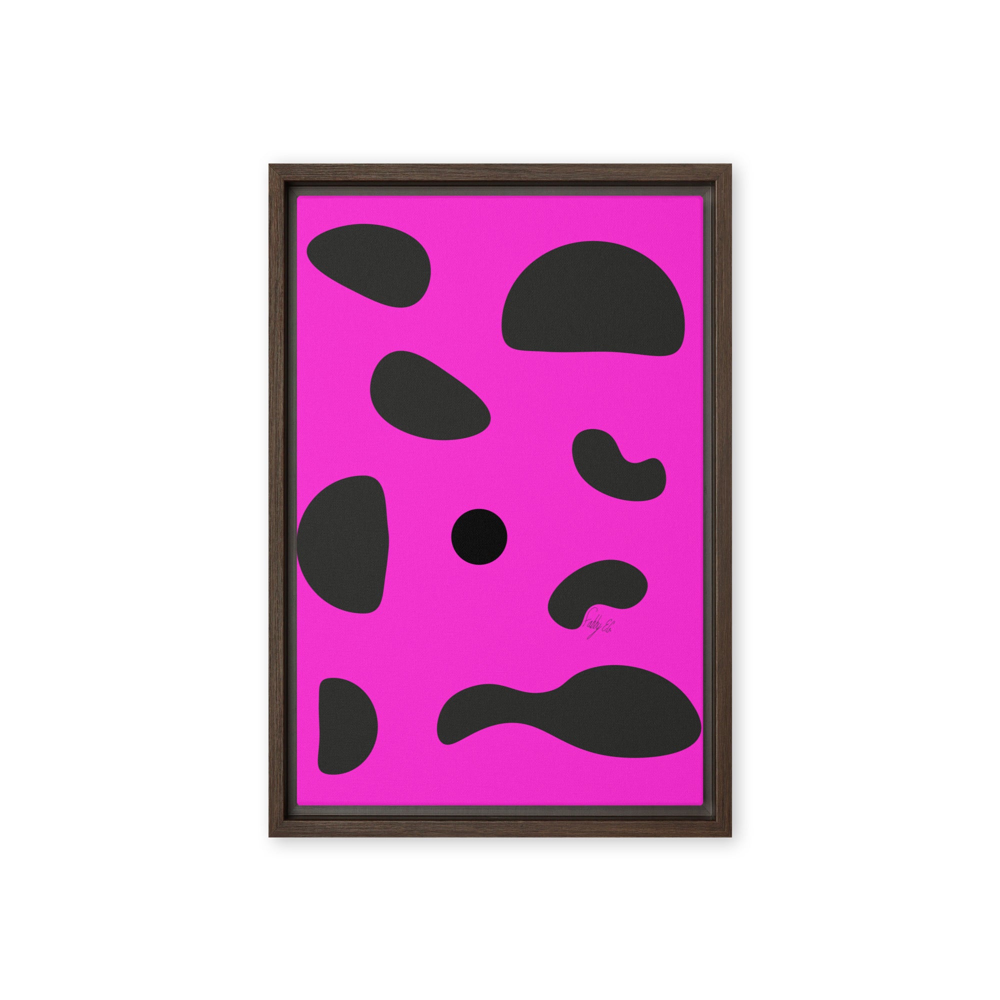 Dots pink framed canvas