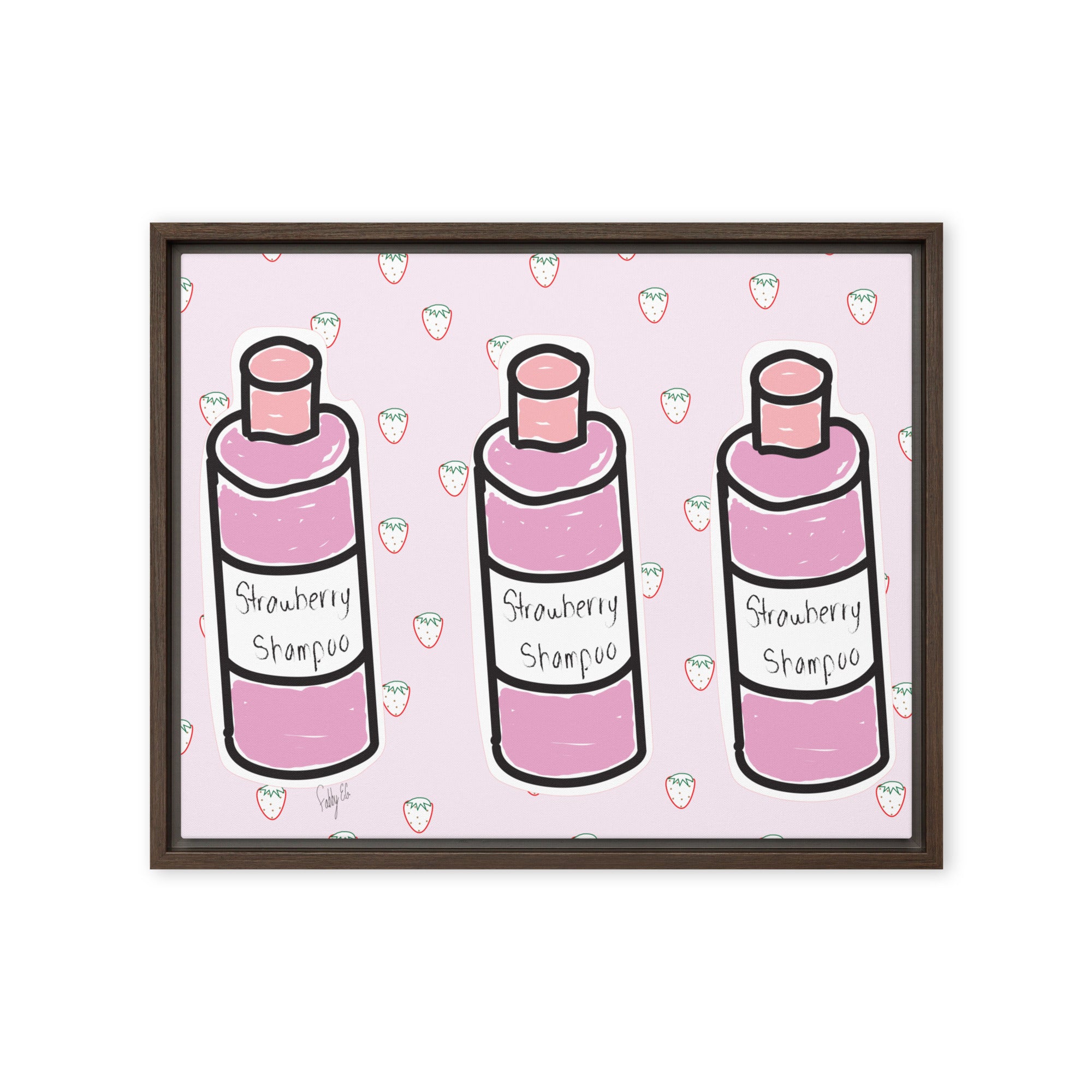 Strawberry shampoo framed canvas