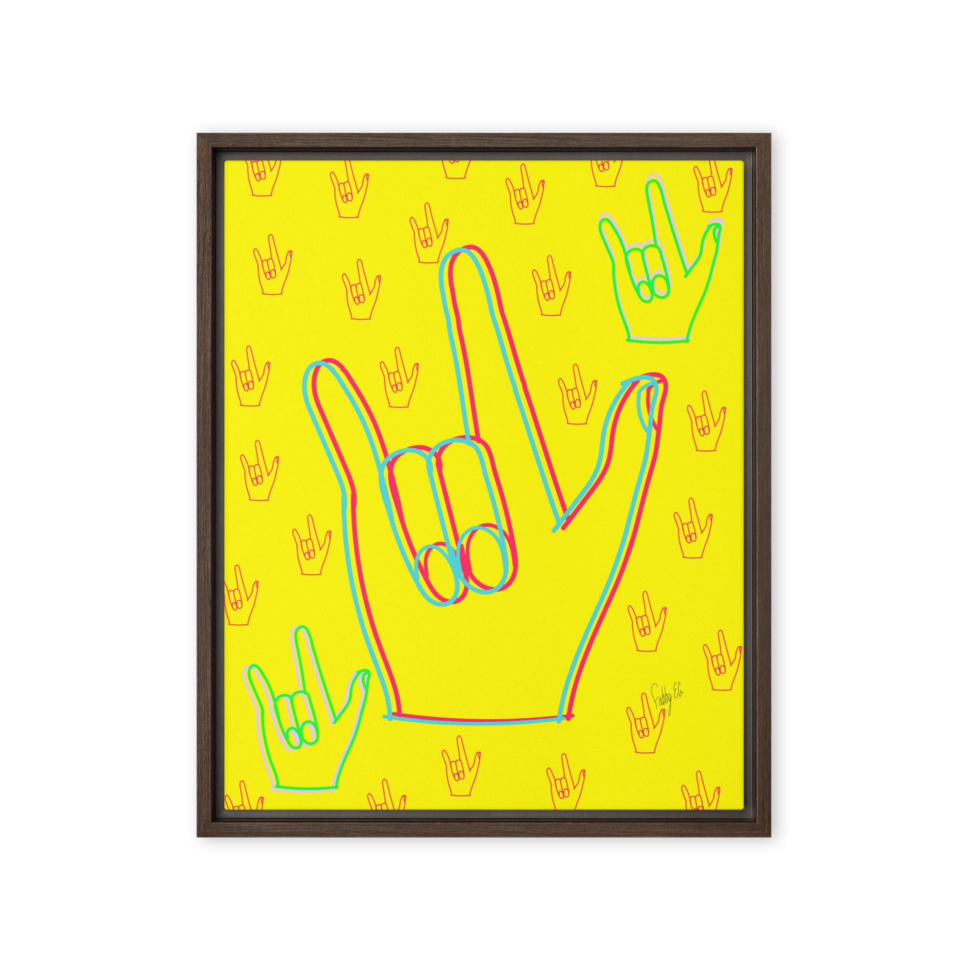 I love you sign language framed canvas