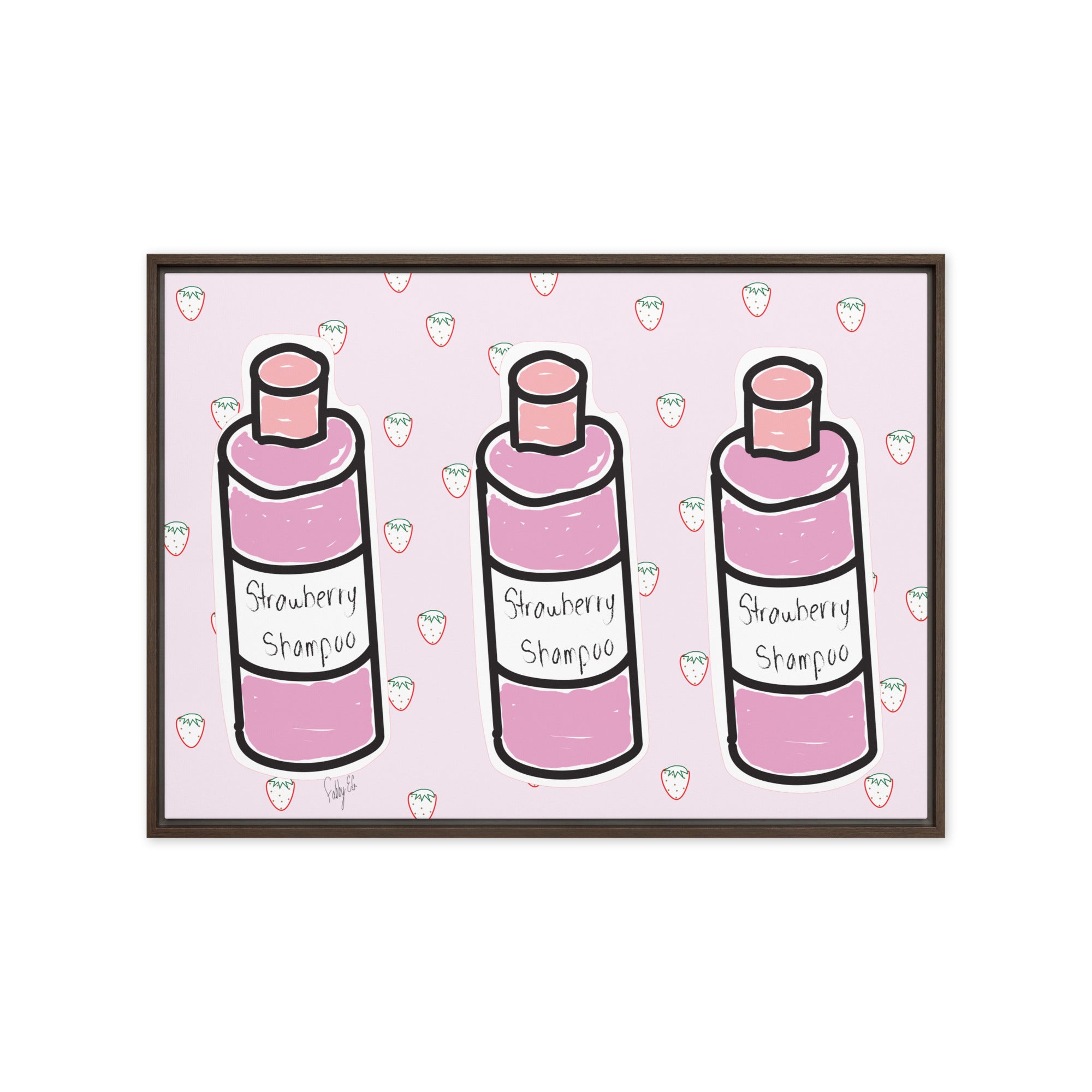 Strawberry shampoo framed canvas