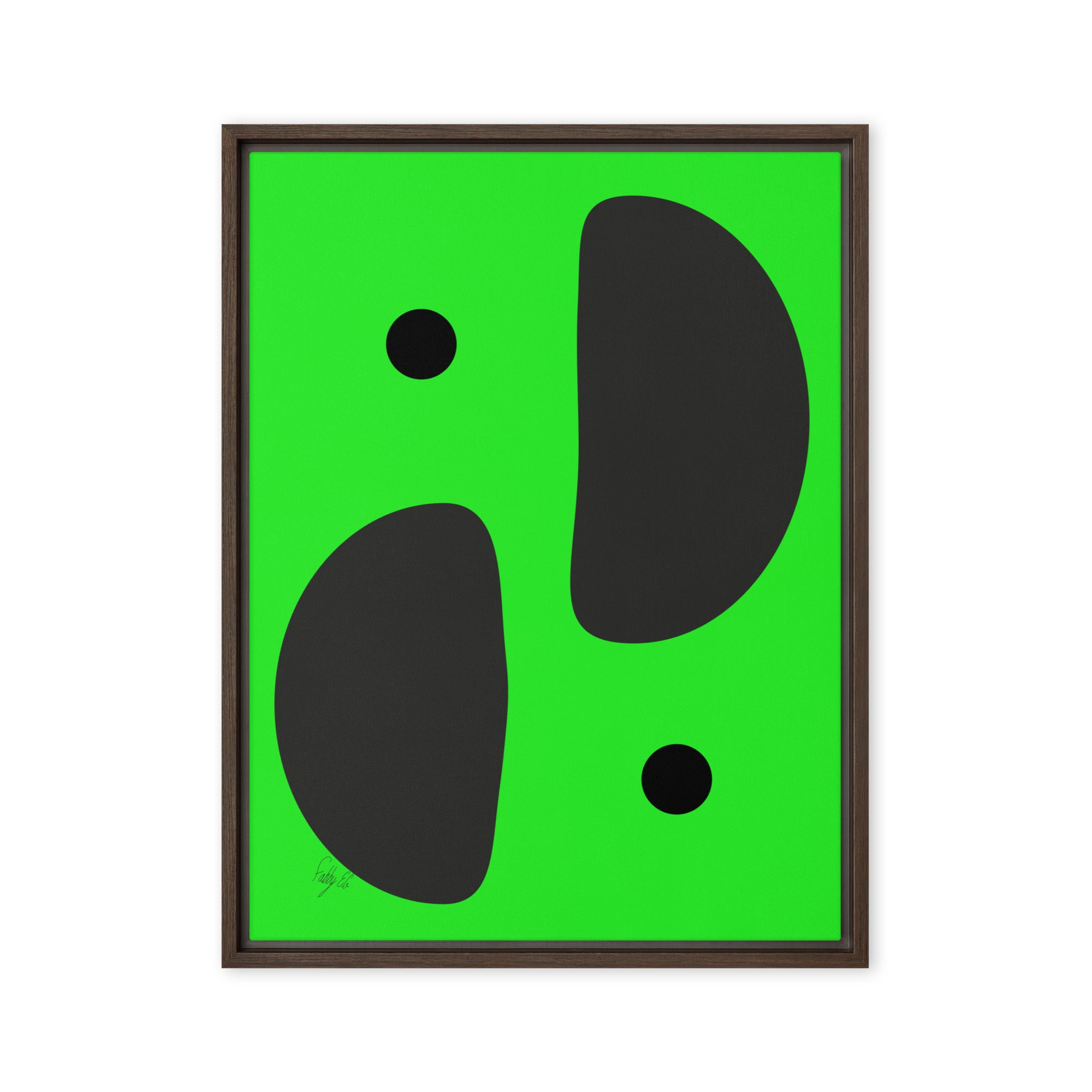 Mirror effect dots green framed canvas