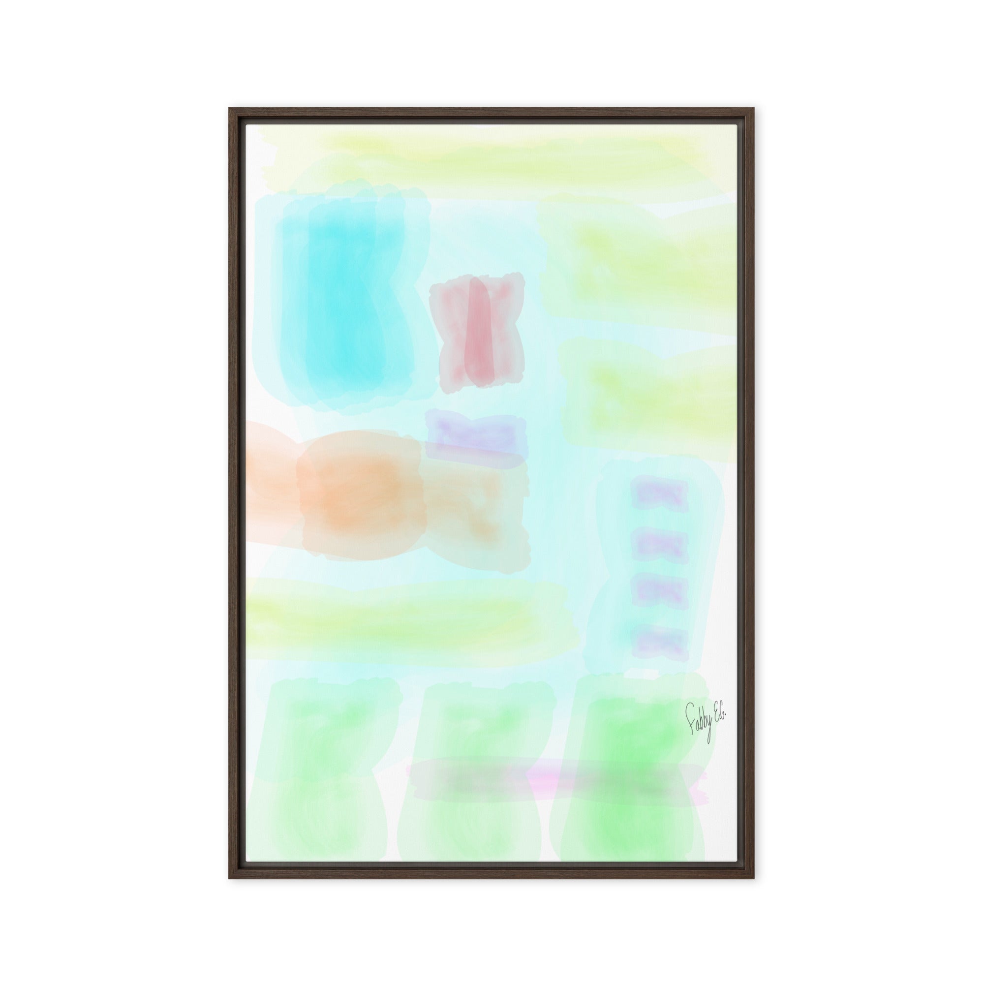 Watercolor abstract framed canvas