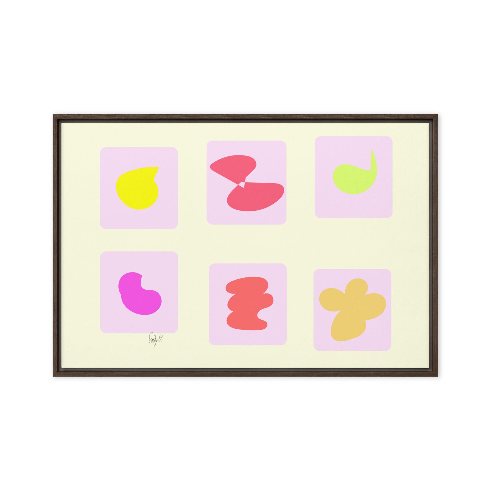 Pink squares in motion framed canvas