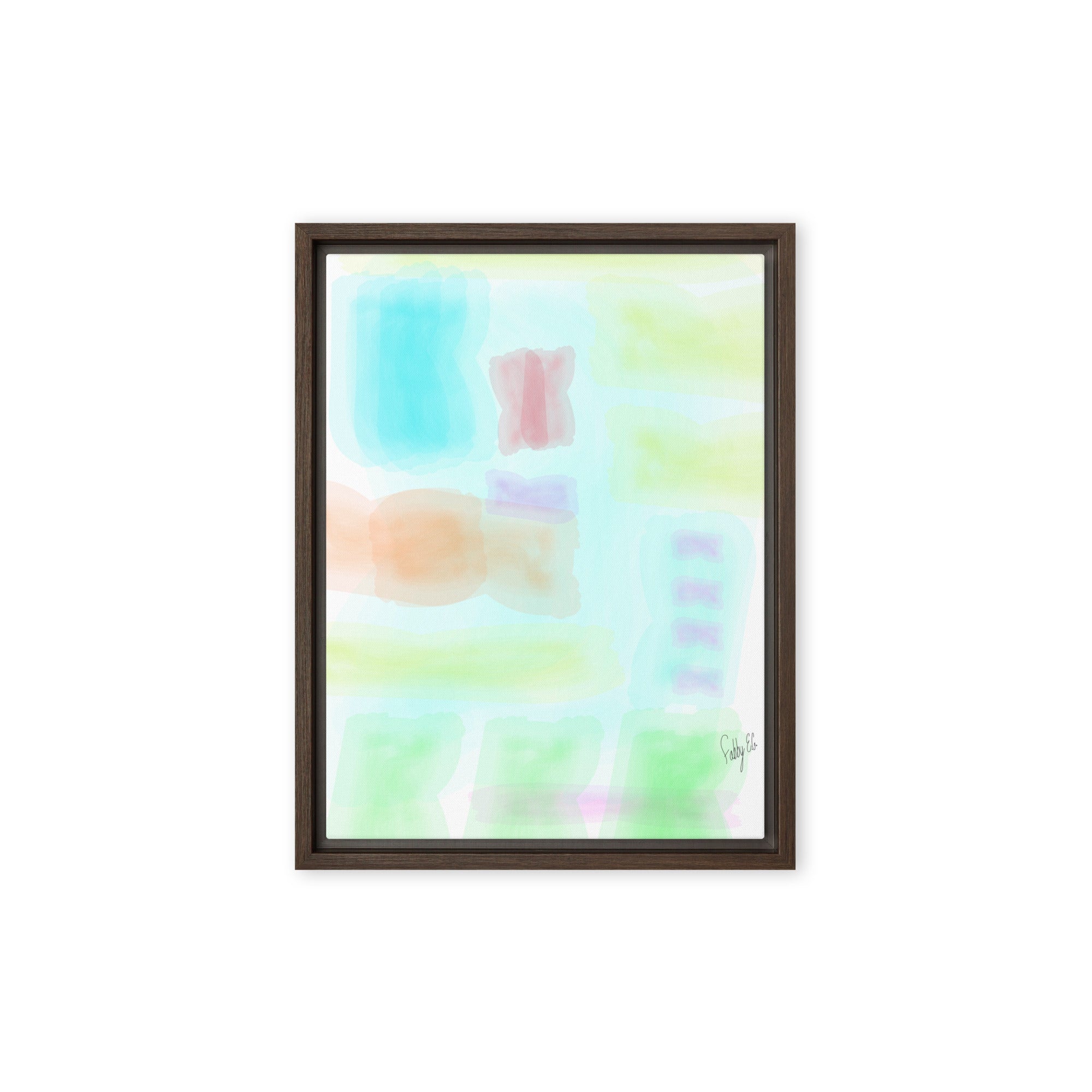Watercolor abstract framed canvas