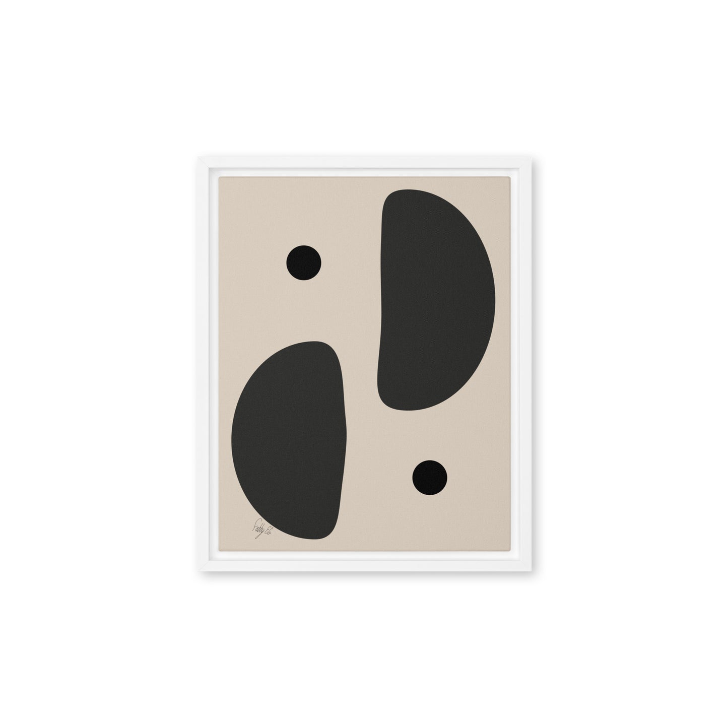 Mirror effect dots pale framed canvas