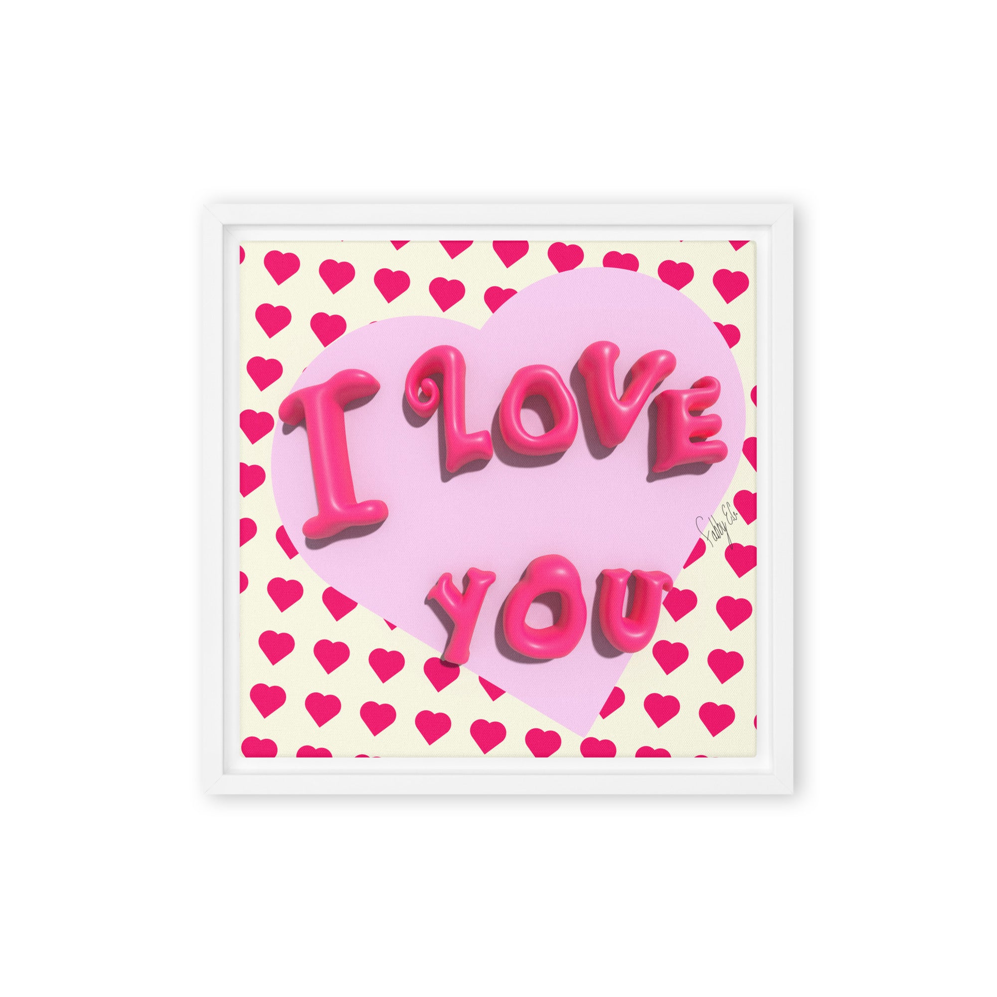 I love you heart framed canvas