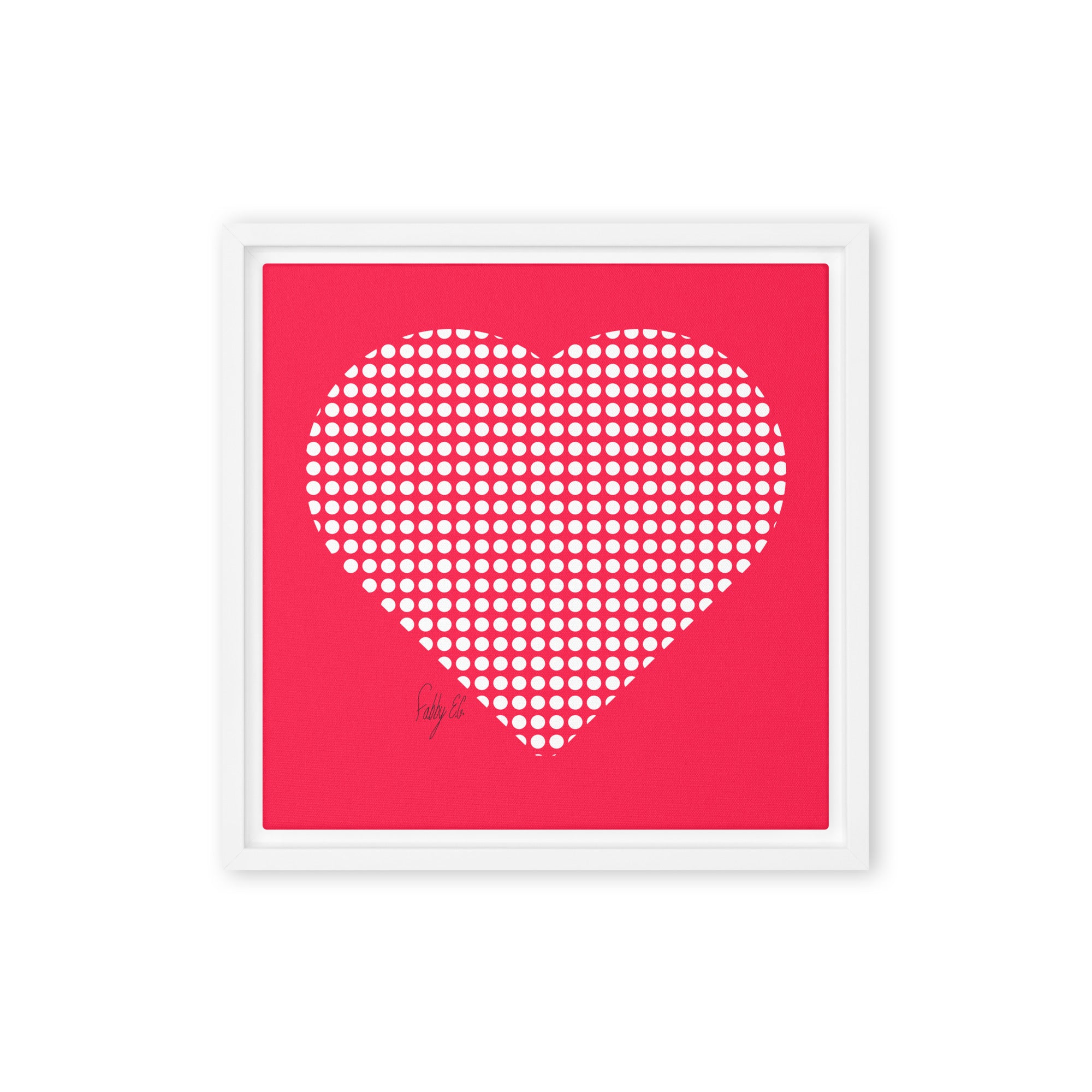 In love (dotted heart) framed canvas