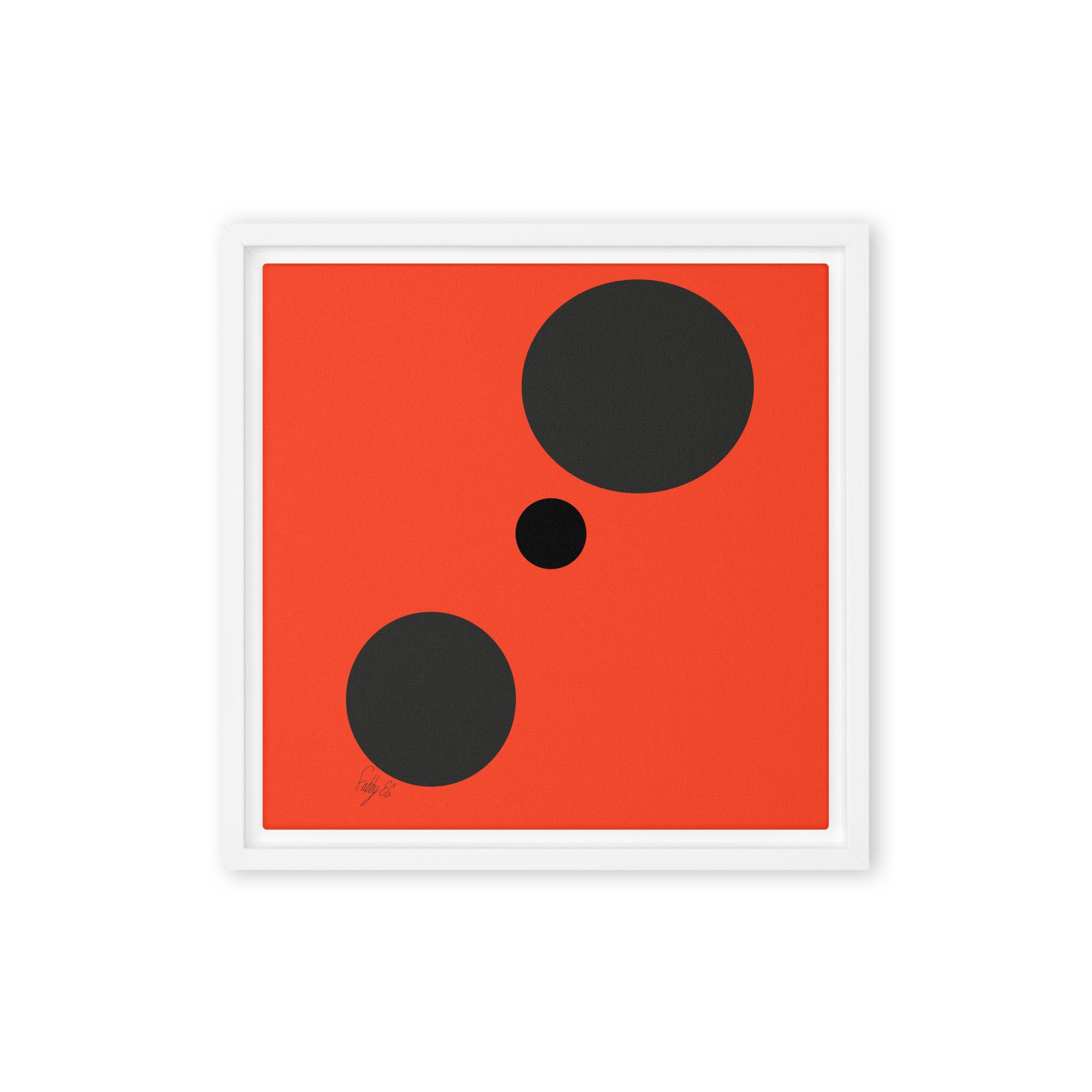 Dots orange framed canvas