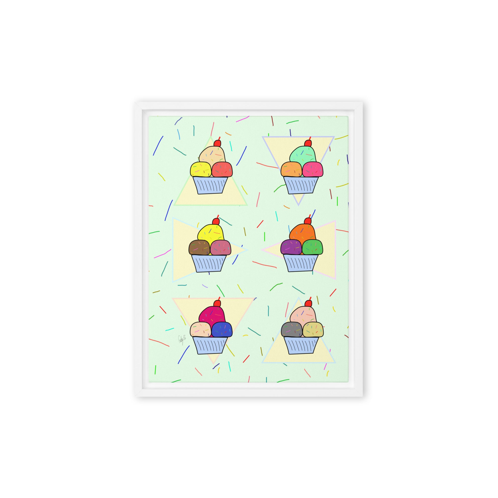 Ice cream time framed canvas