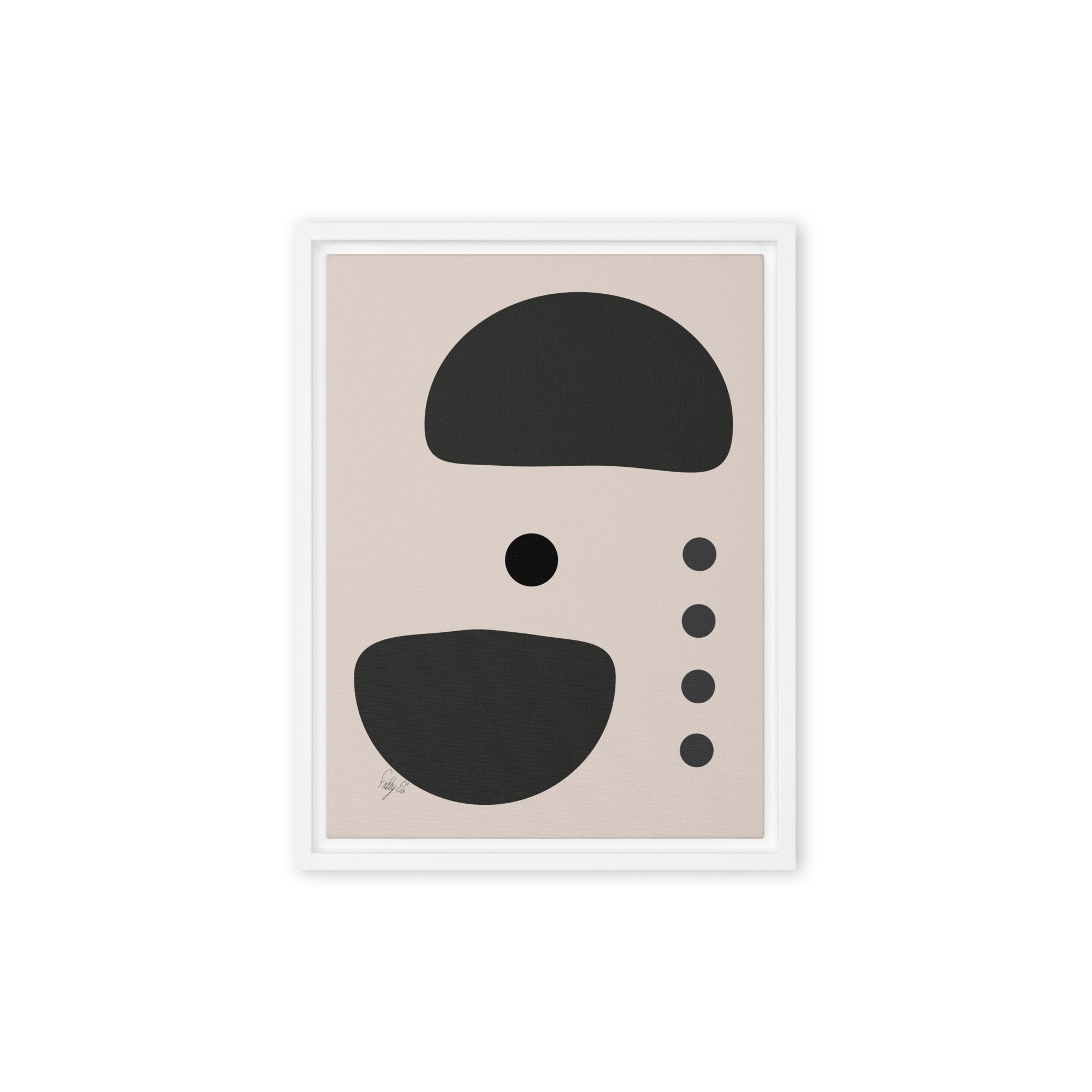 Dots taking sides Light pale framed canvas