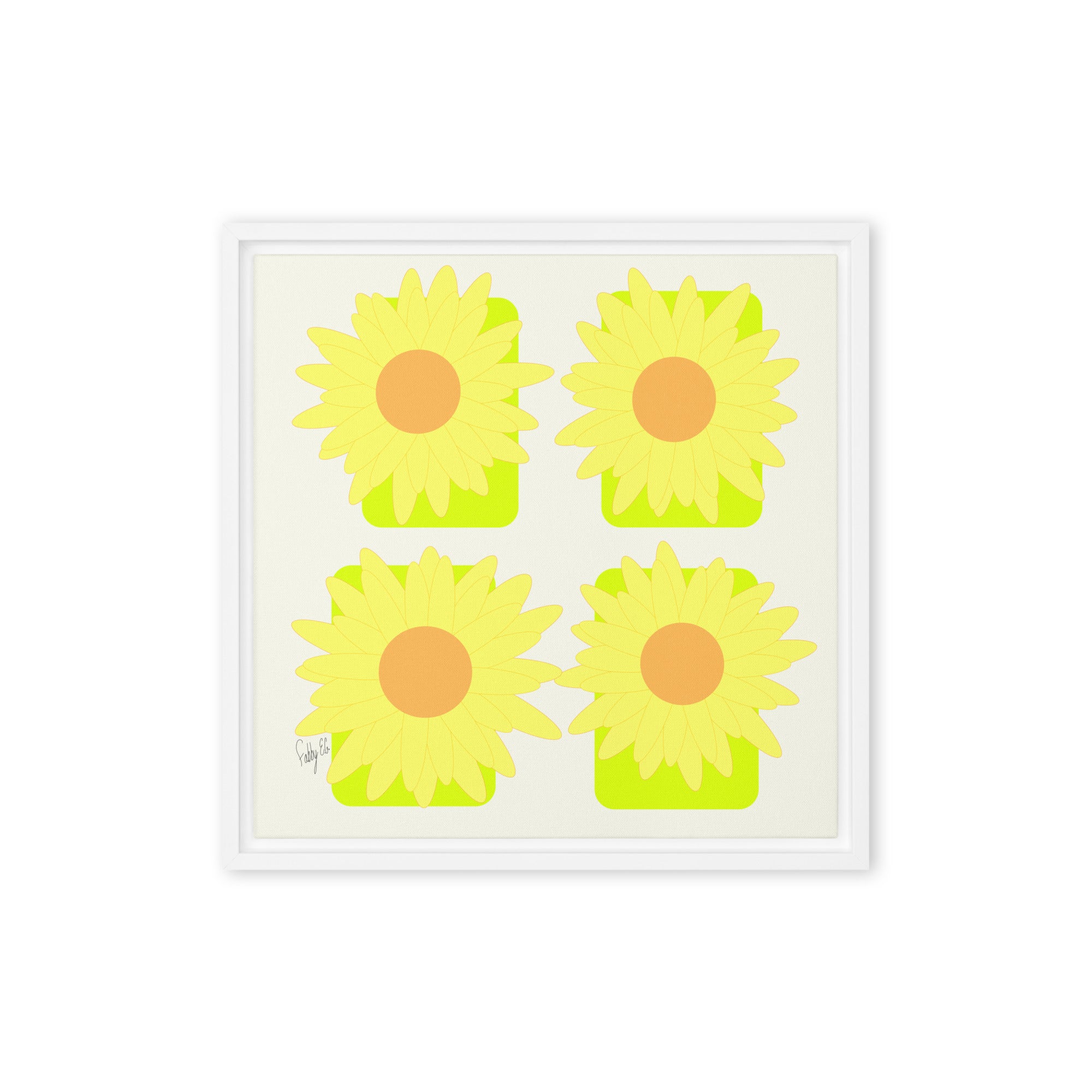 Sunflower squares framed canvas