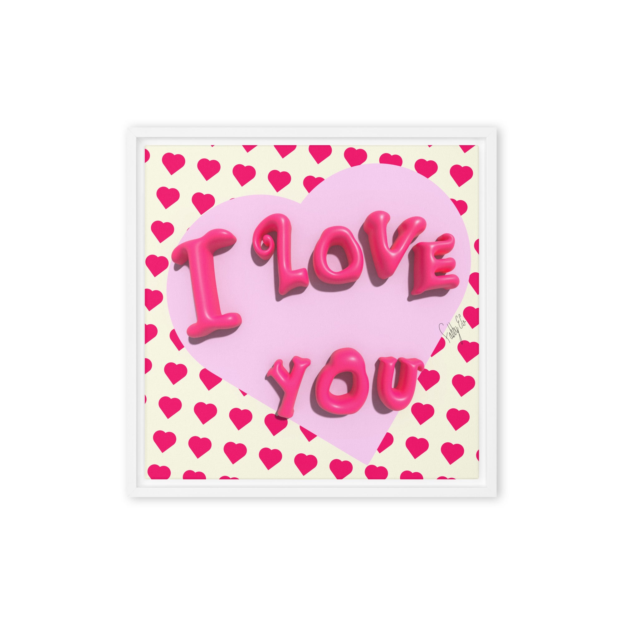 I love you heart framed canvas
