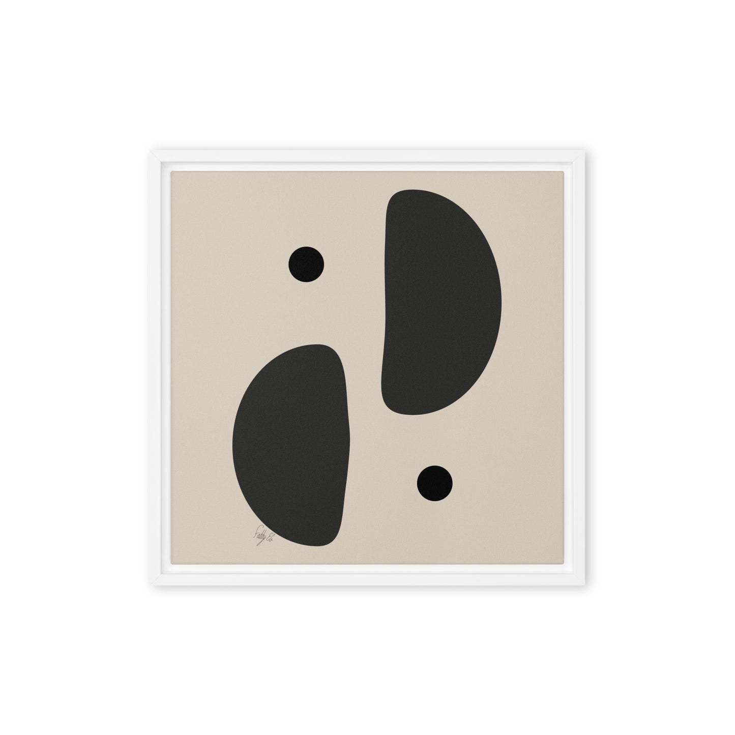 Mirror effect dots pale framed canvas