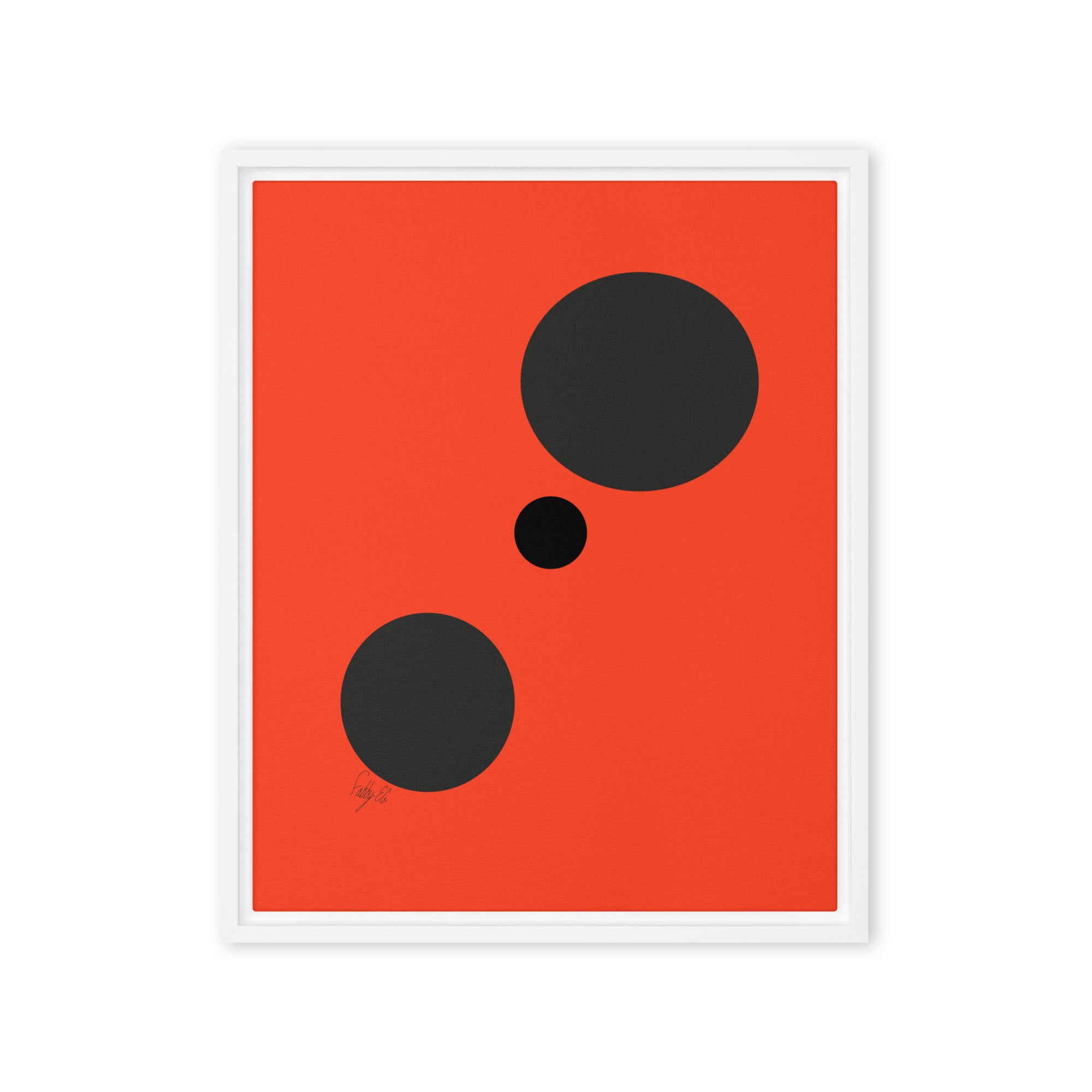Dots orange framed canvas