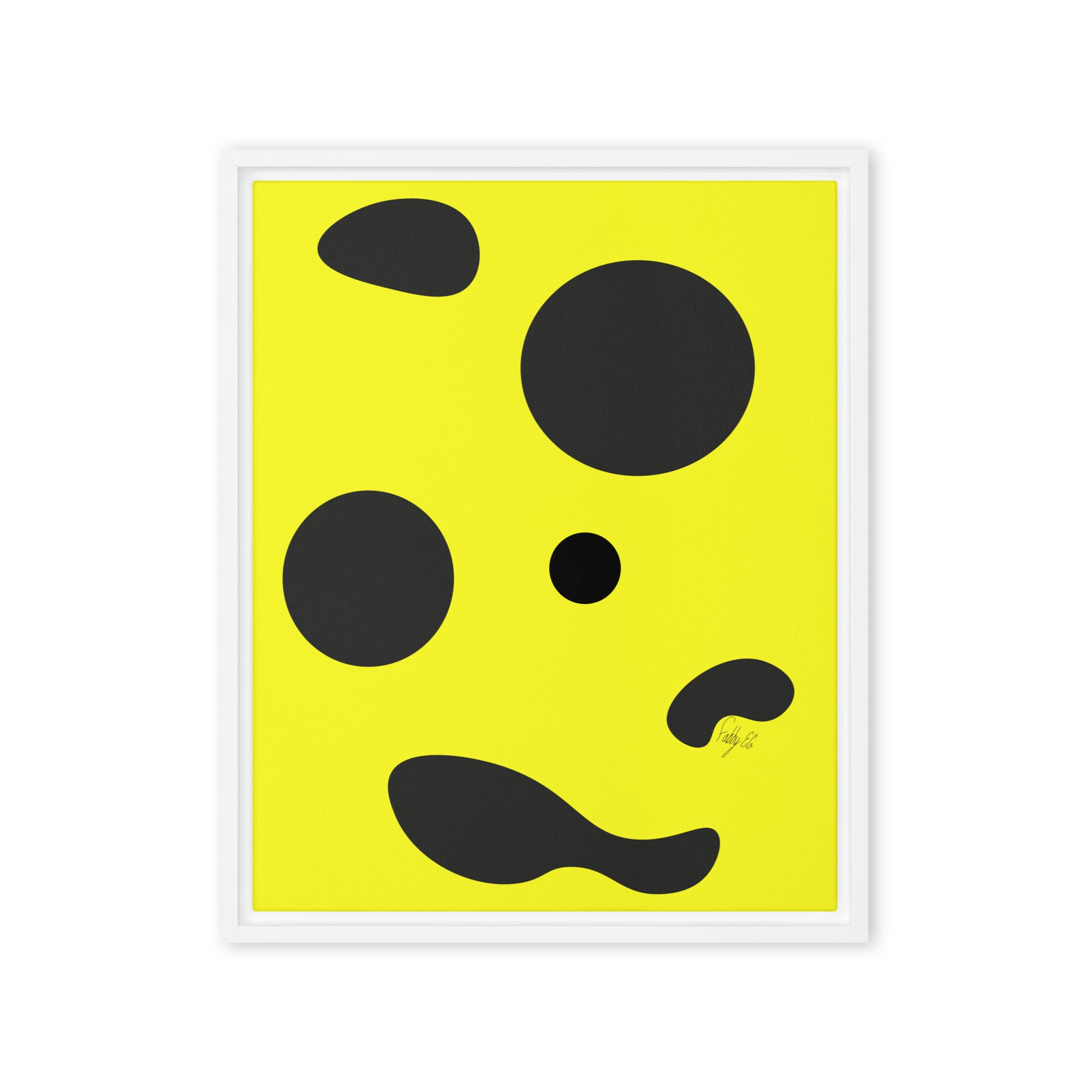 Dots yellow framed canvas