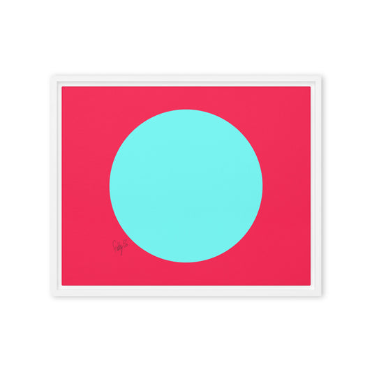 Circling around pink framed canvas