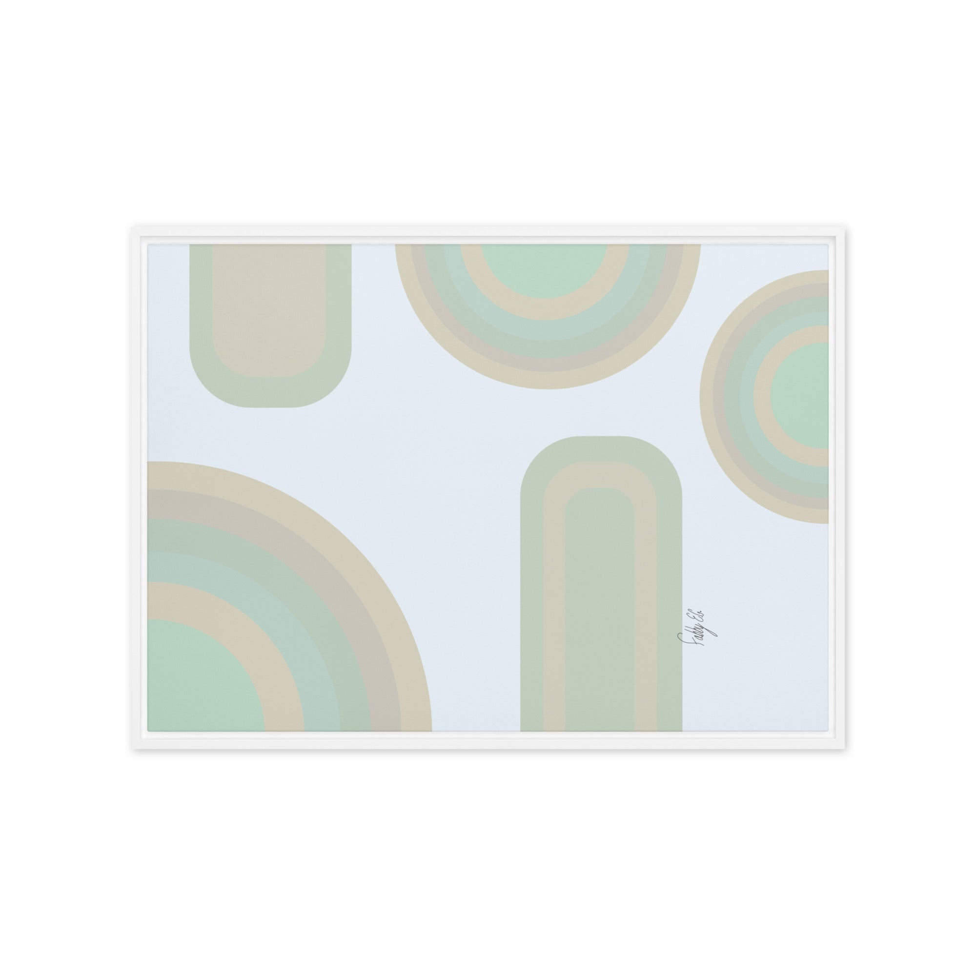 Neutral patterns blue framed canvas
