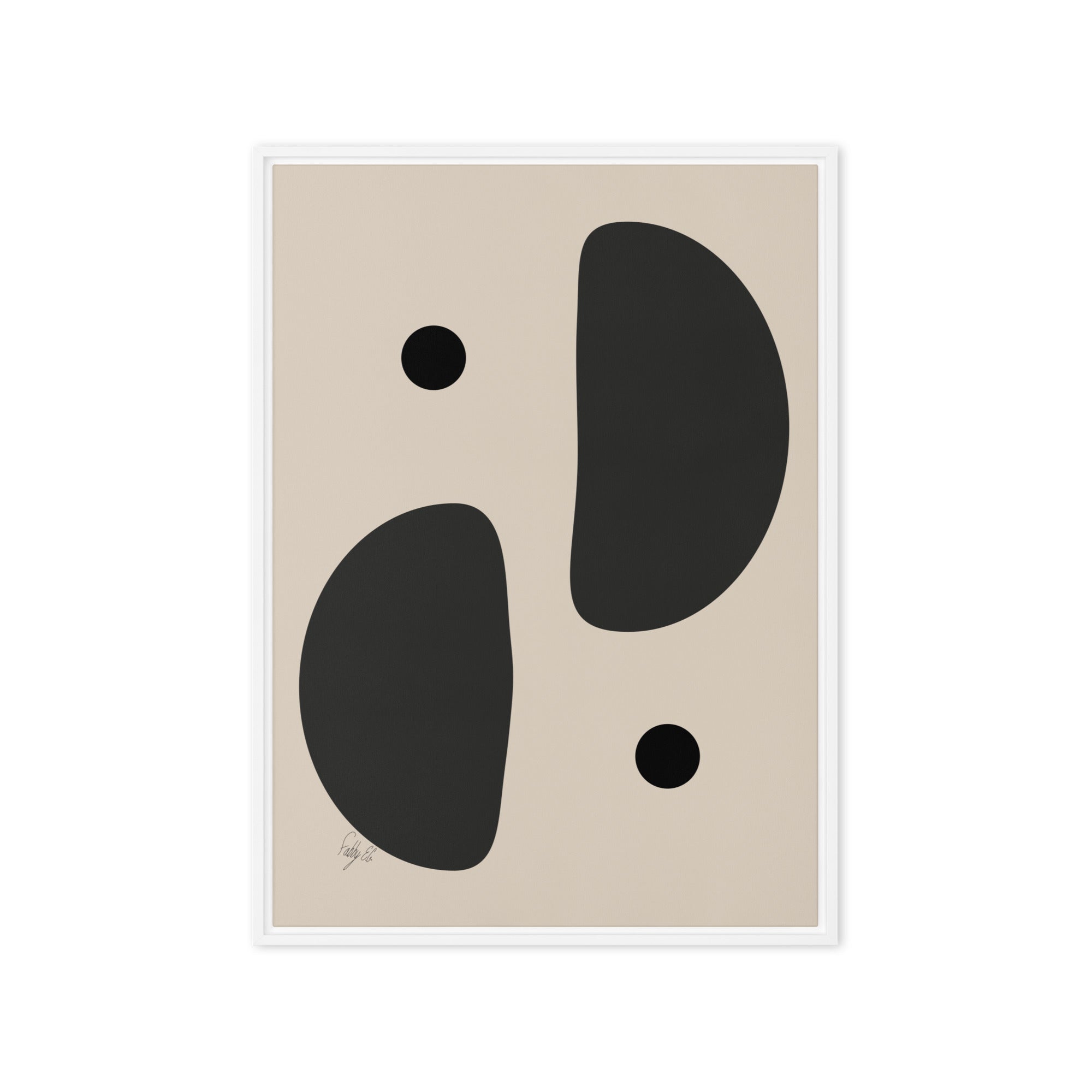 Mirror effect dots pale framed canvas