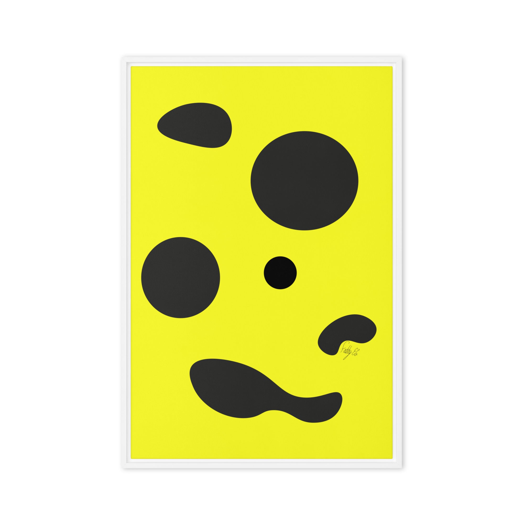 Dots yellow framed canvas