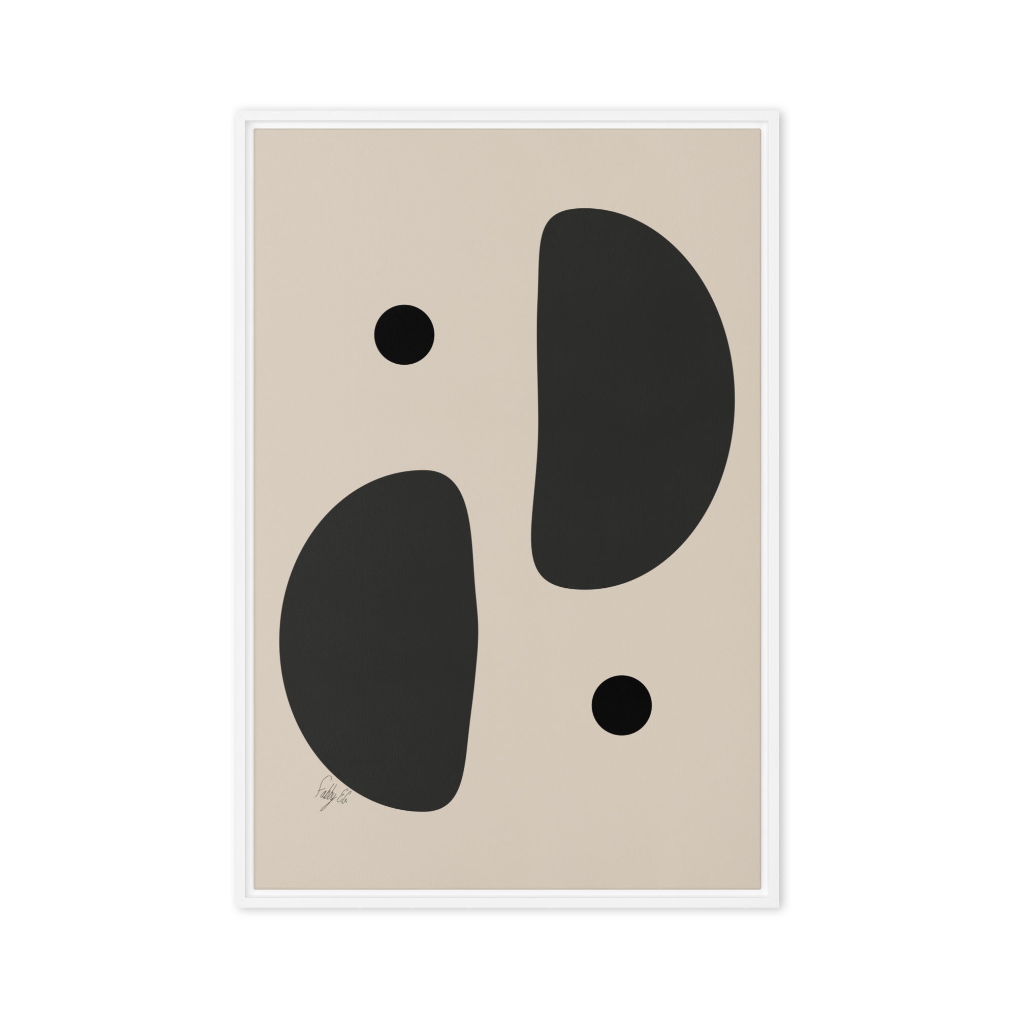 Mirror effect dots pale framed canvas