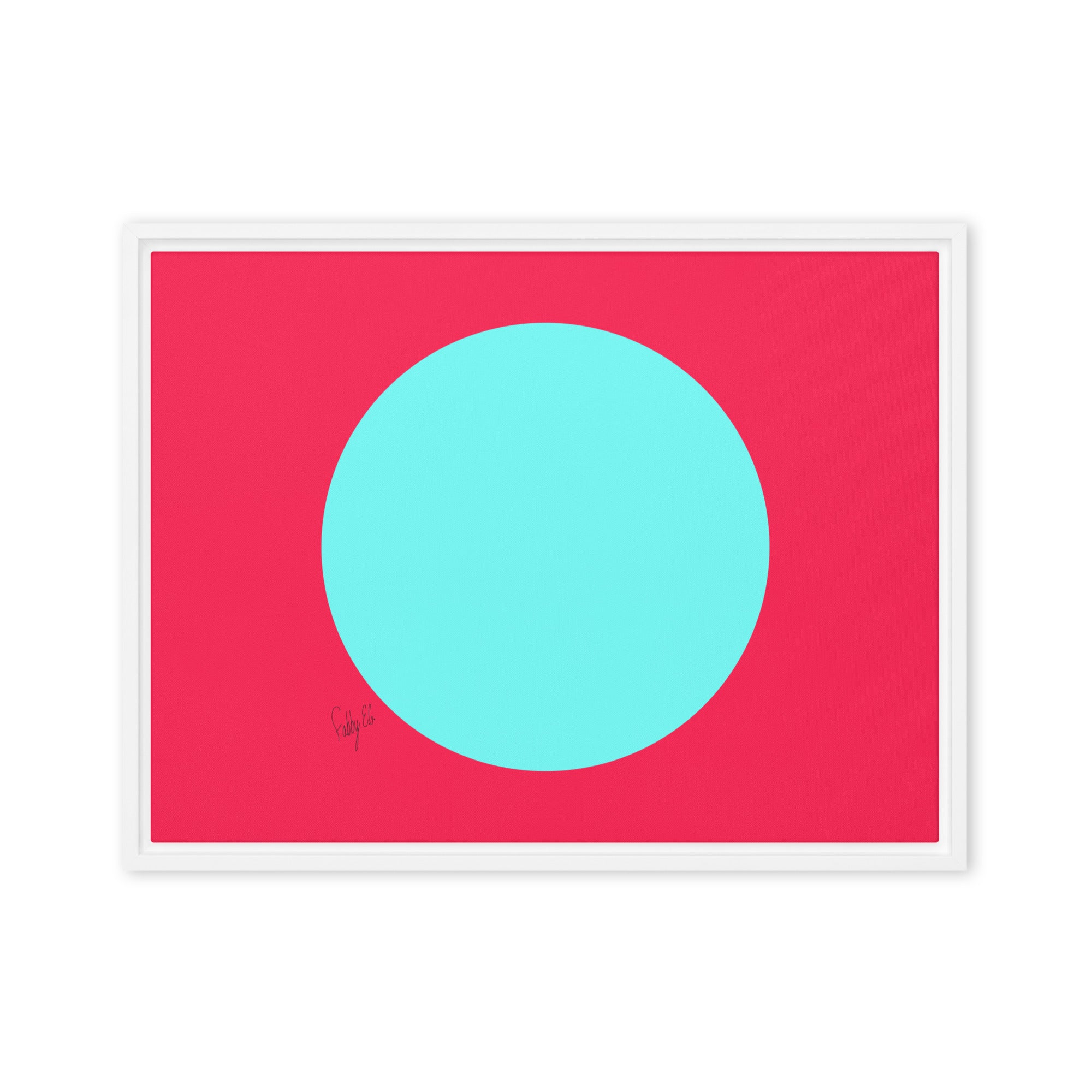 Circling around pink framed canvas