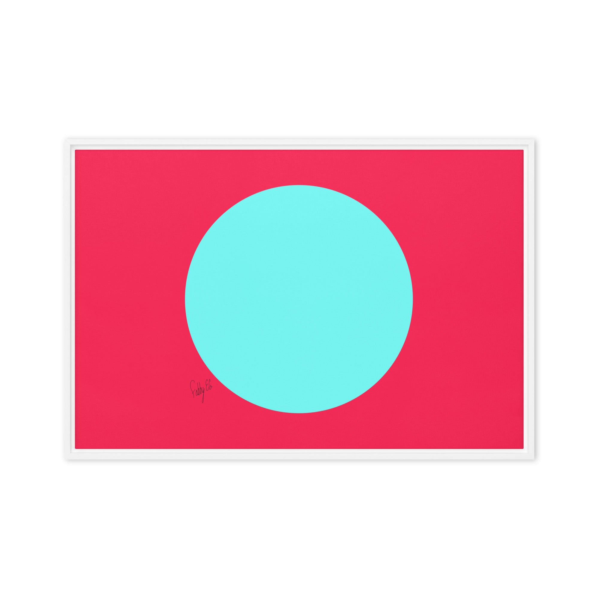 Circling around pink framed canvas