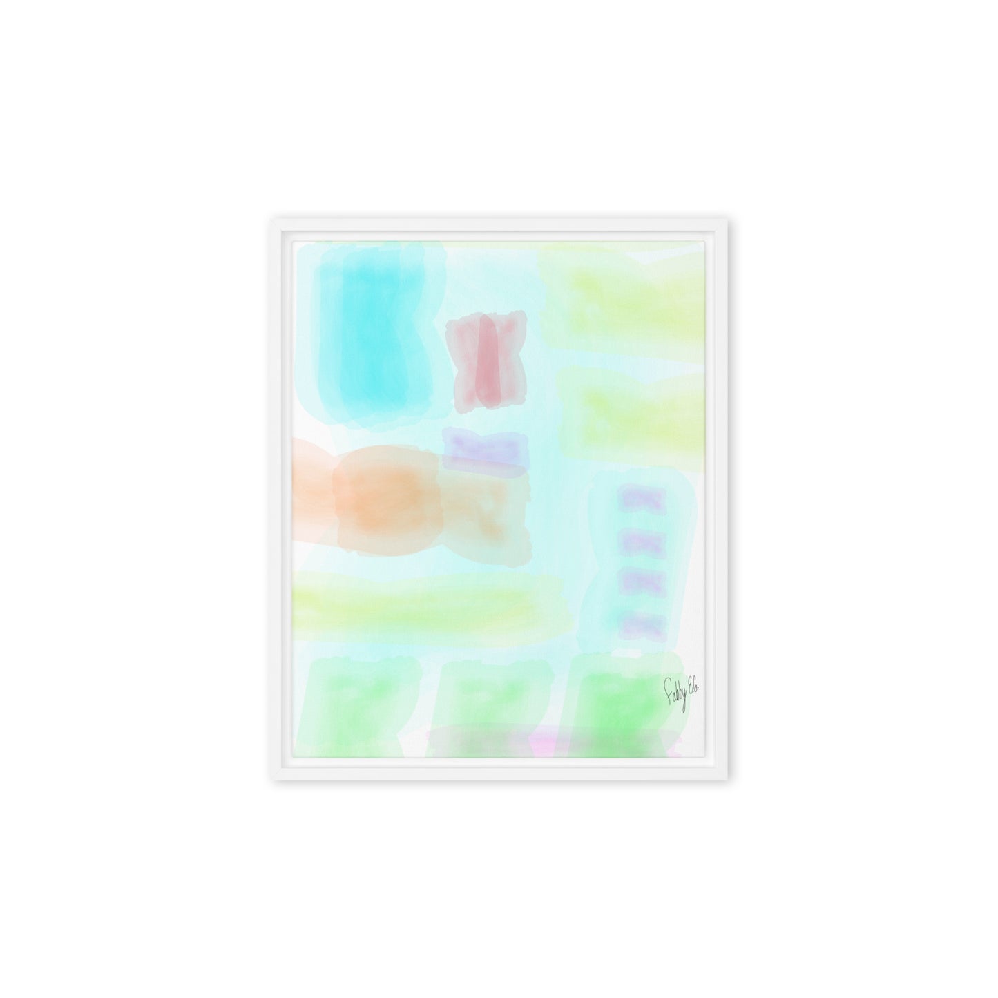 Watercolor abstract framed canvas