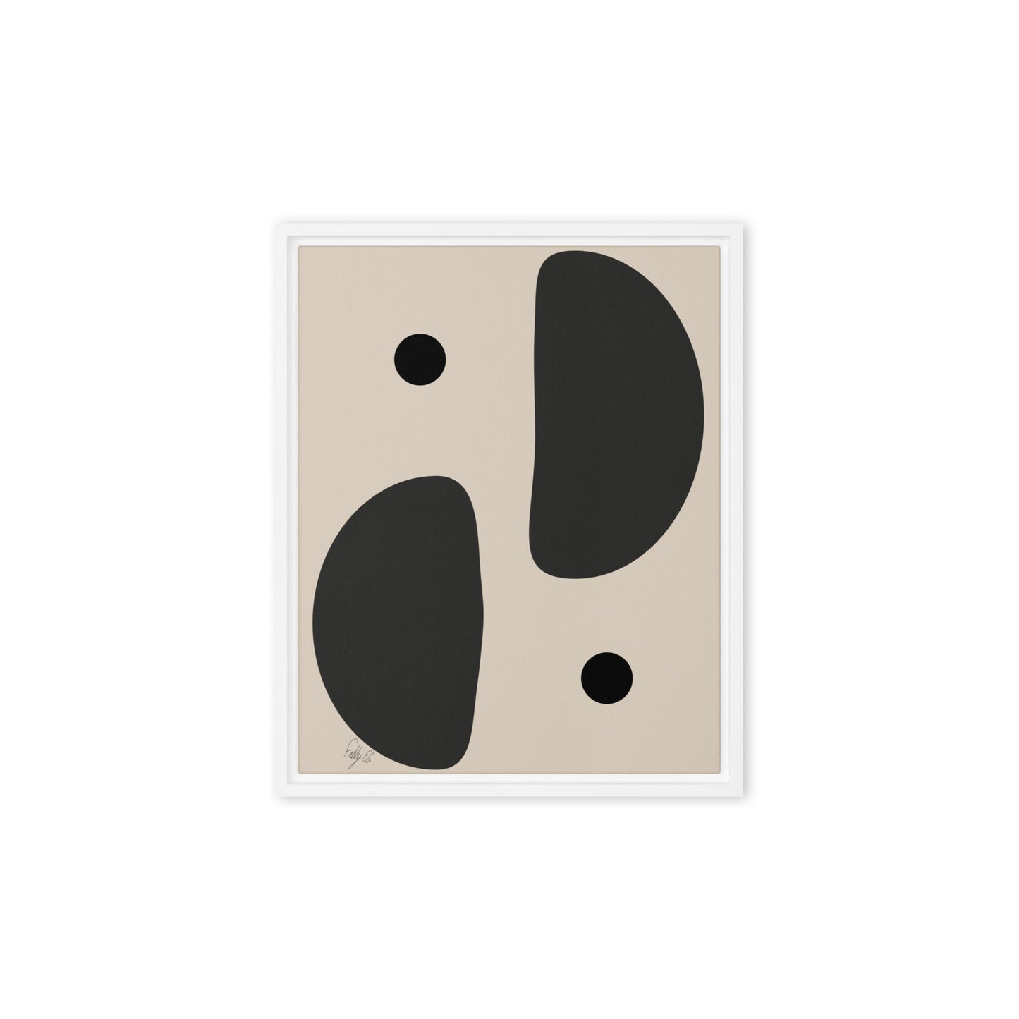Mirror effect dots pale framed canvas