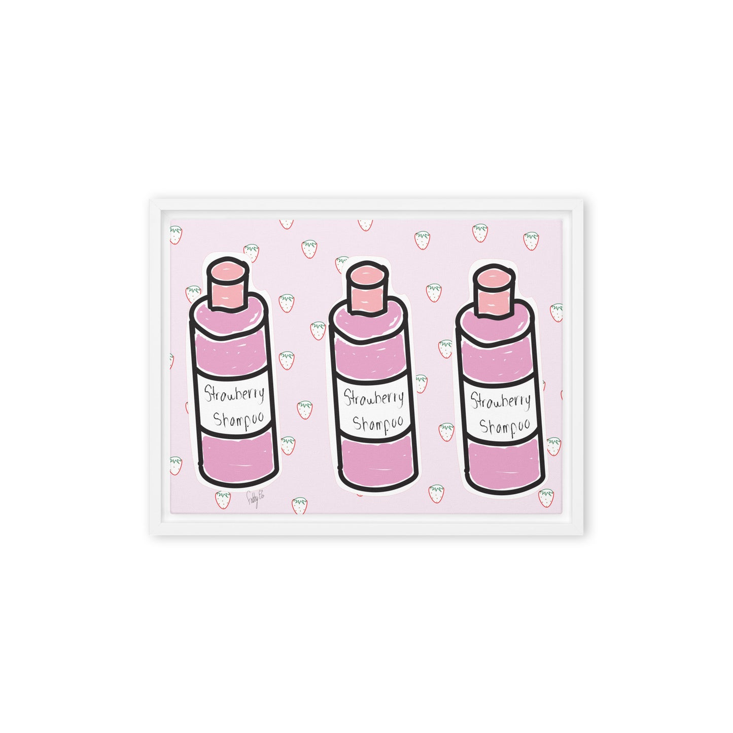 Strawberry shampoo framed canvas