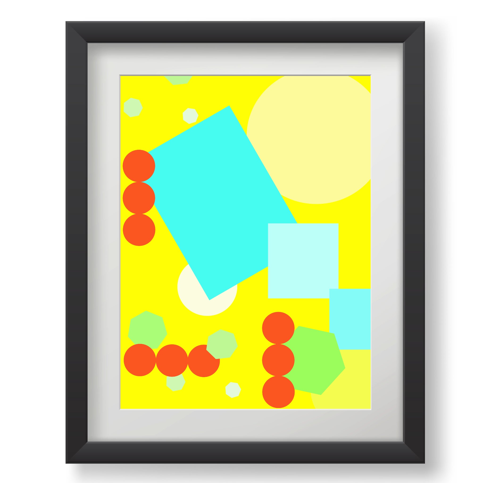 Geometric shapes in yellow Poster