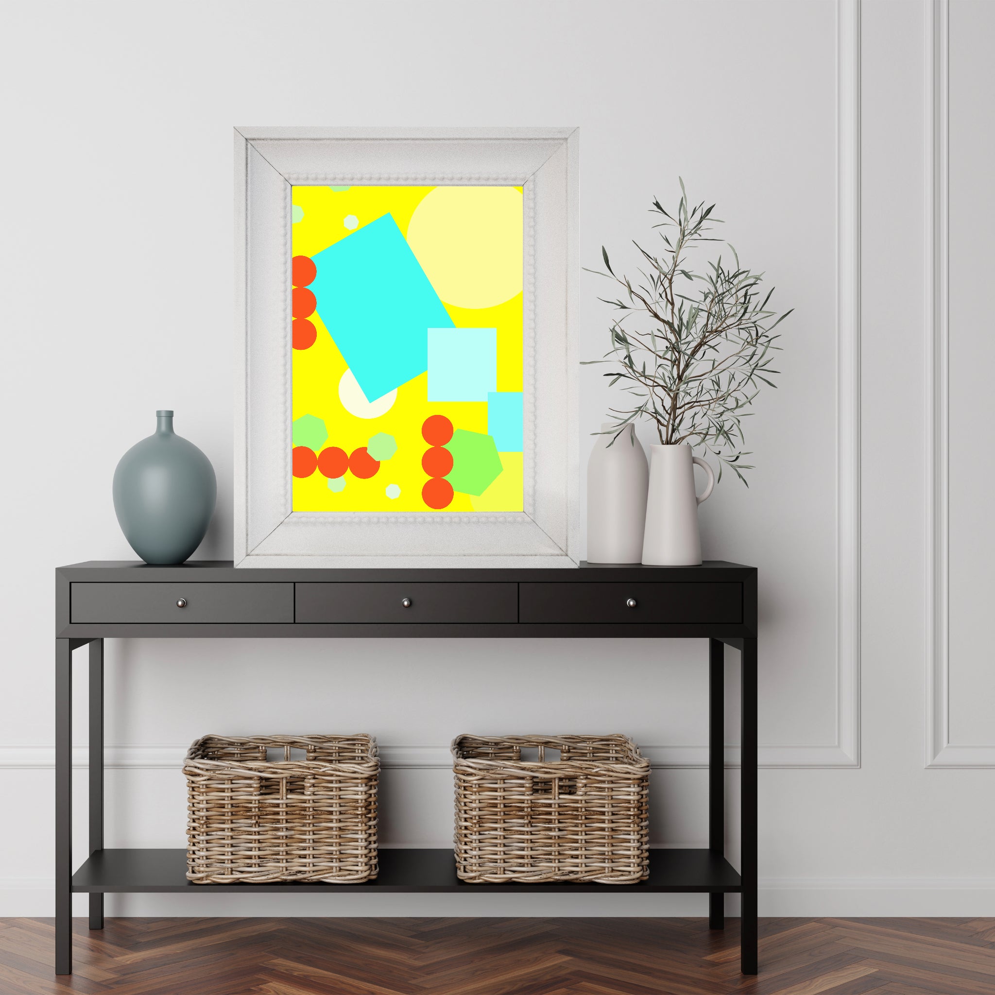 Geometric shapes in yellow Poster