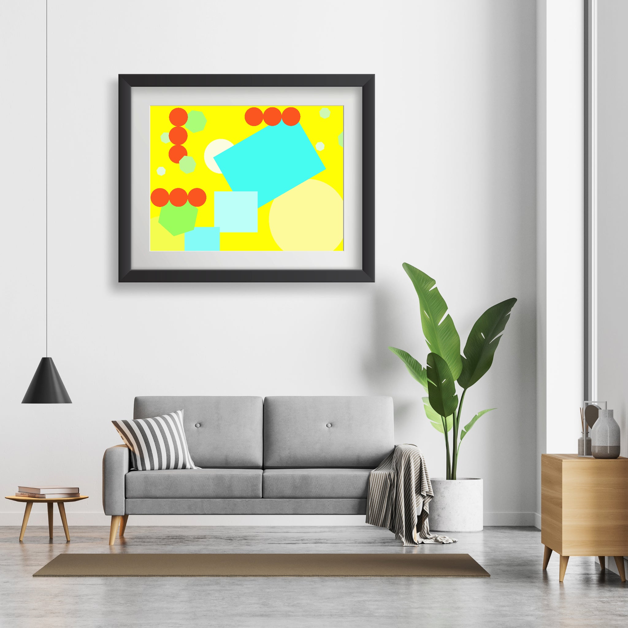 Geometric shapes in yellow Poster