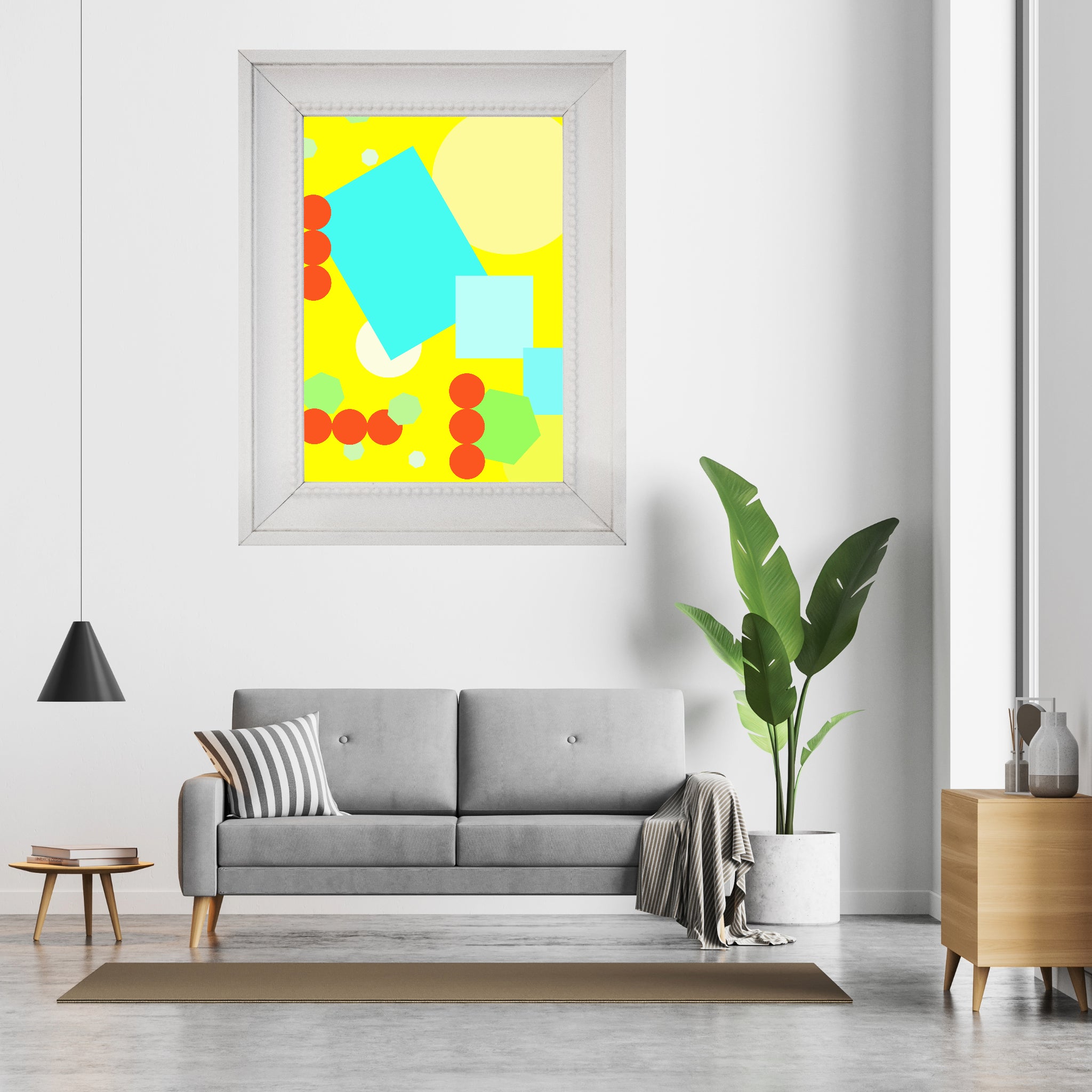 Geometric shapes in yellow Poster