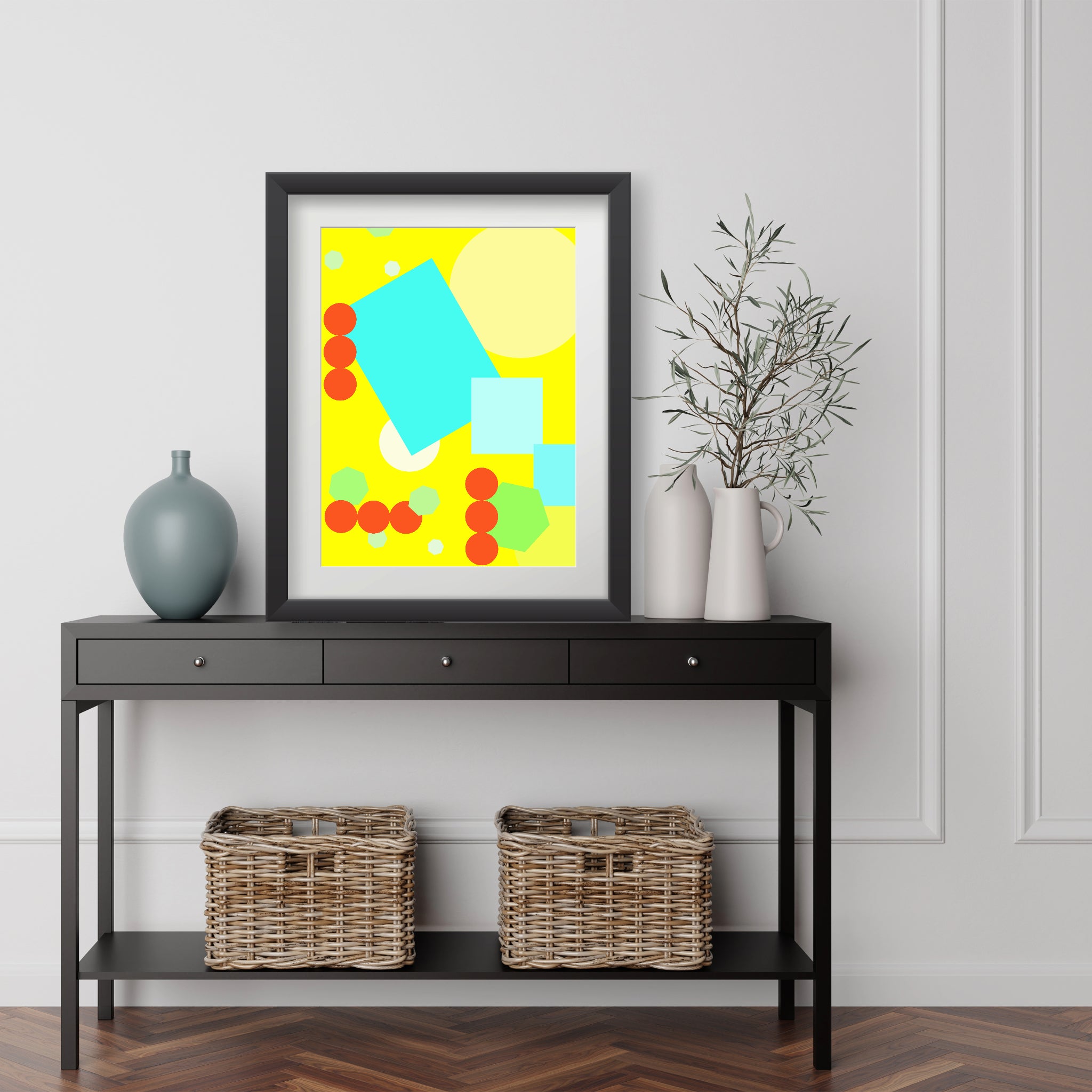 Geometric shapes in yellow Poster