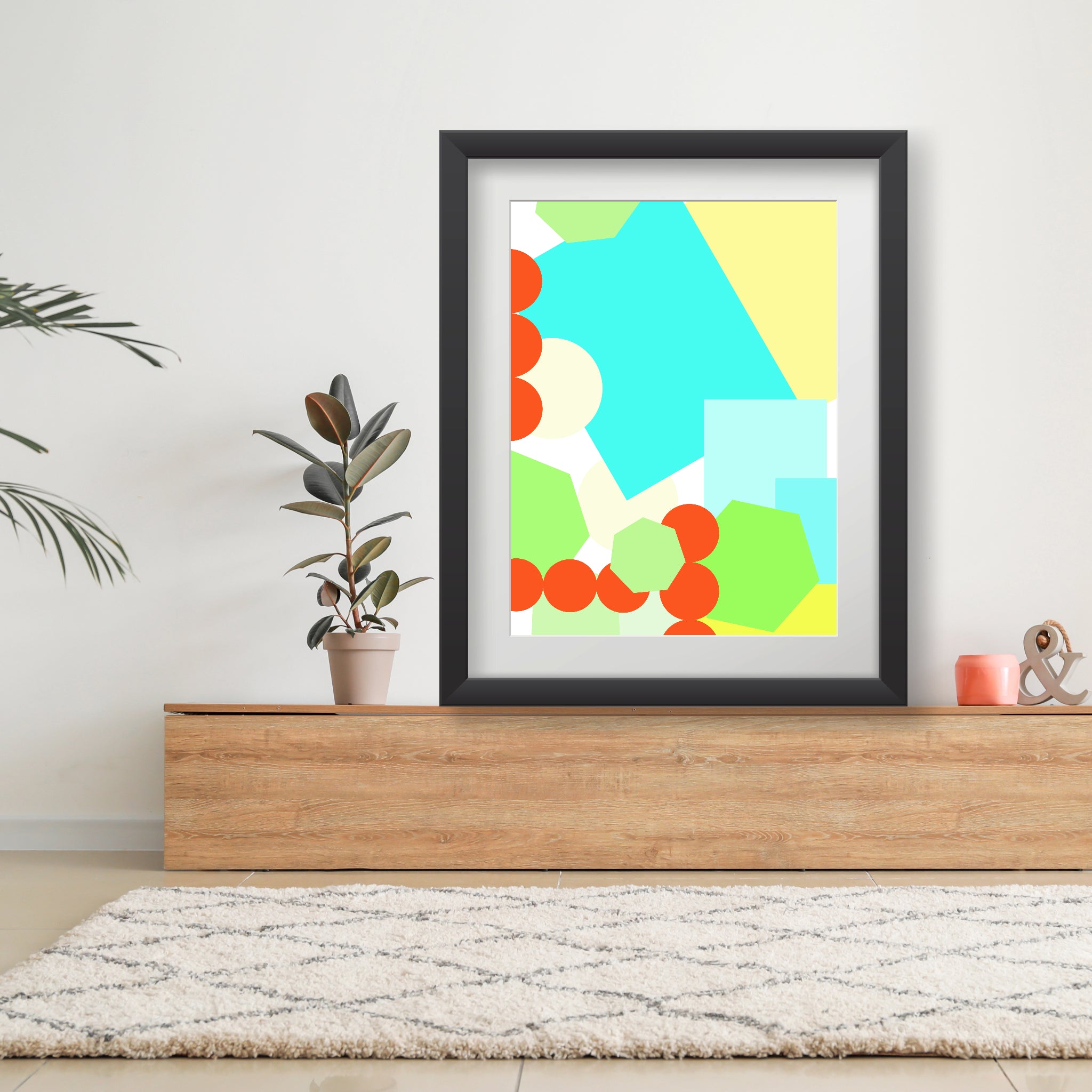 Geometric shapes crowded on white Poster