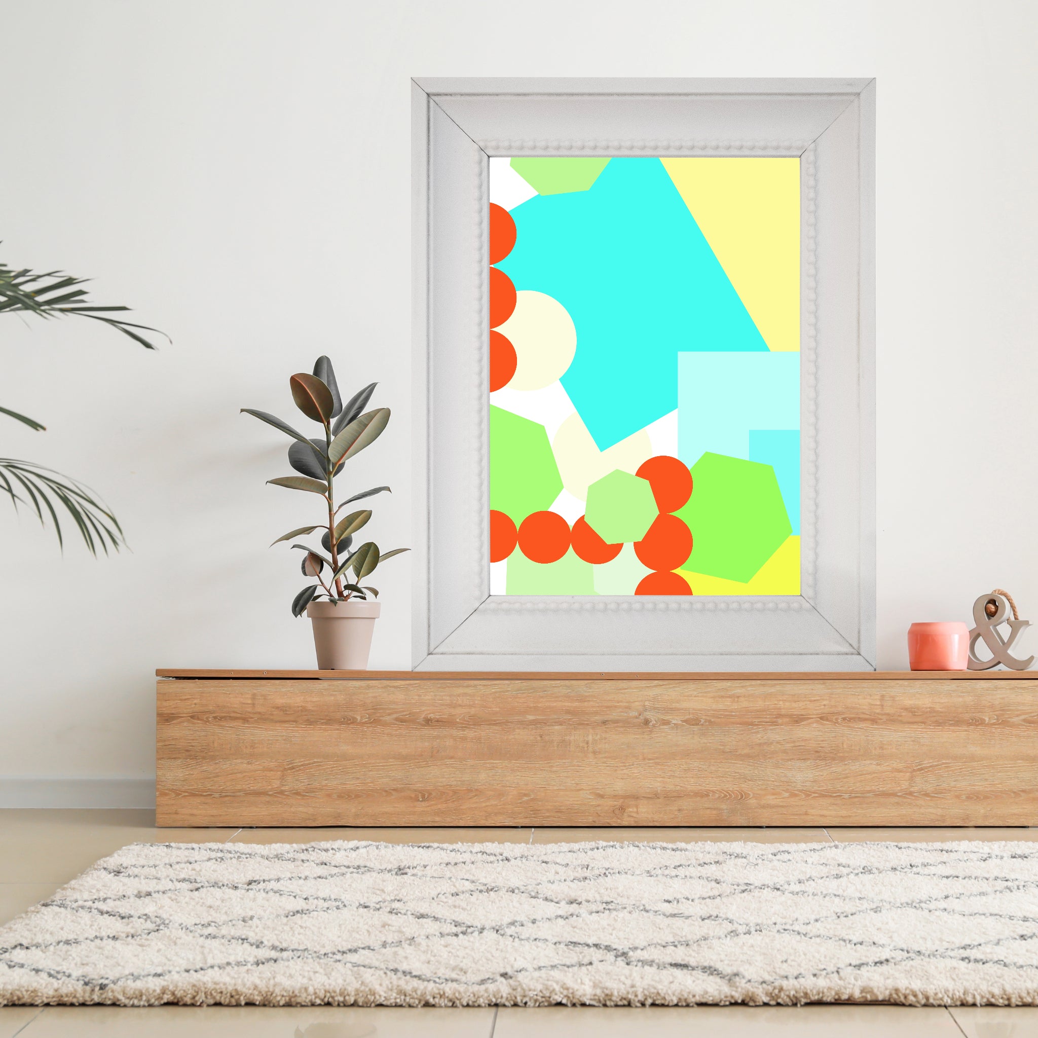 Geometric shapes crowded on white Poster