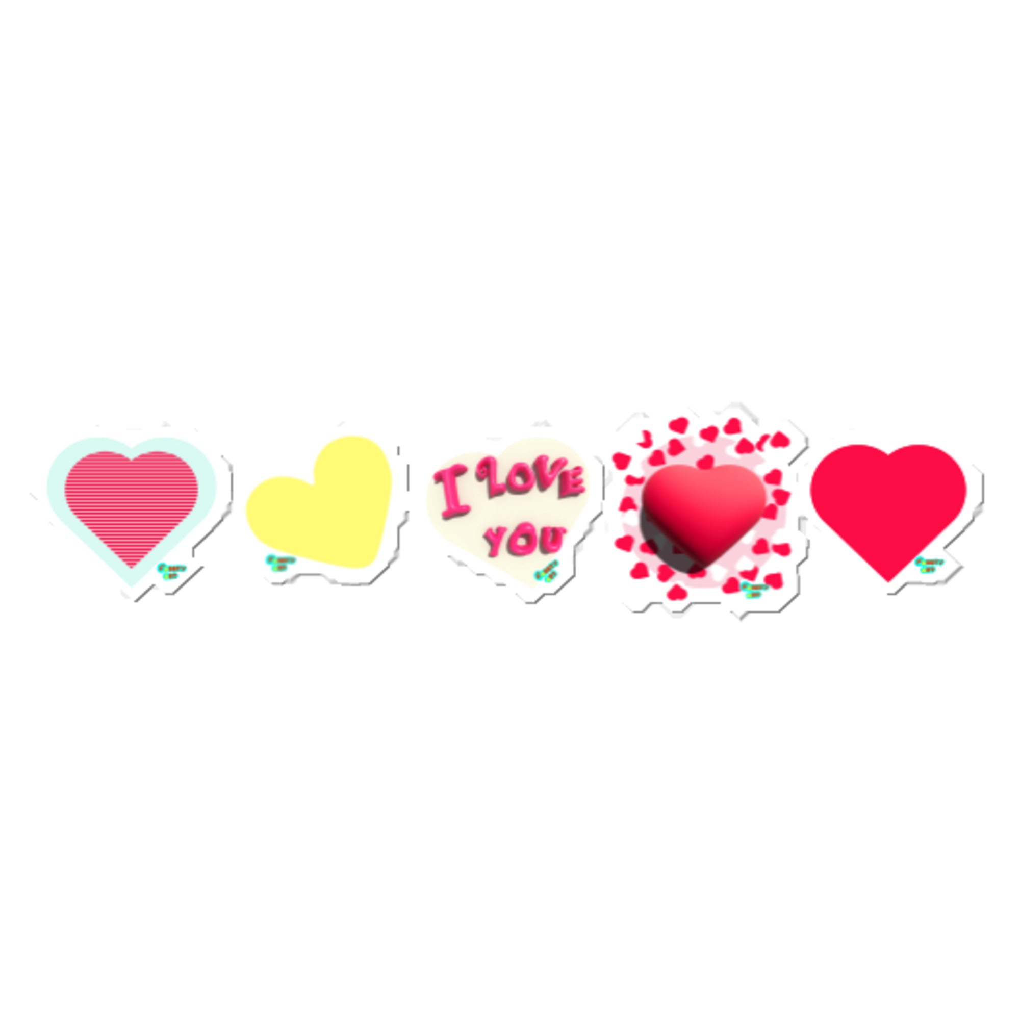 Kiss-Cut Stickers Group Designs 4: I love you and hearts