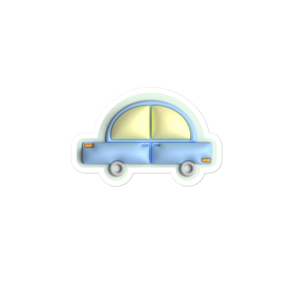 Blue car in green, Kiss-Cut Sticker