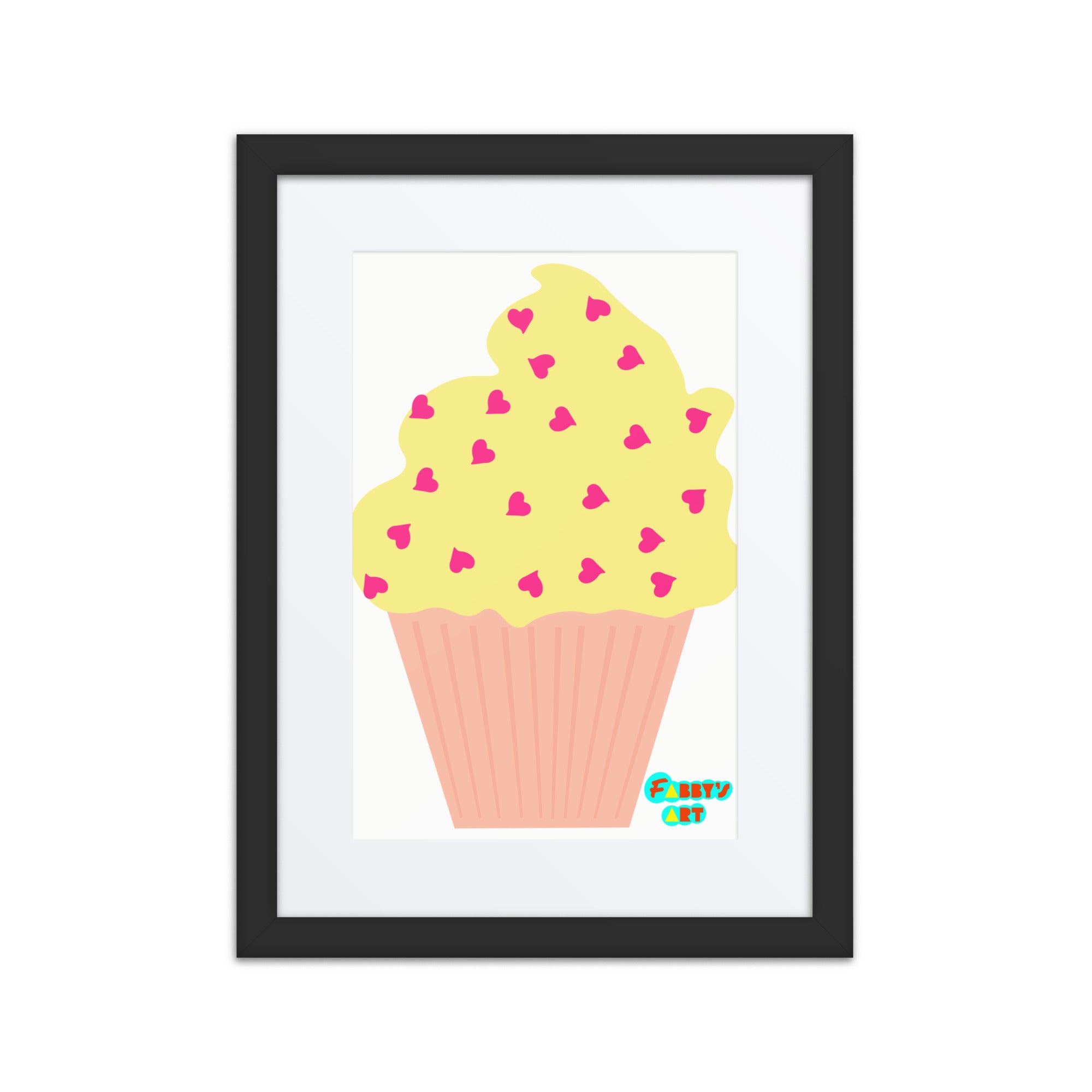Yellow cupcake, Framed poster with Mat