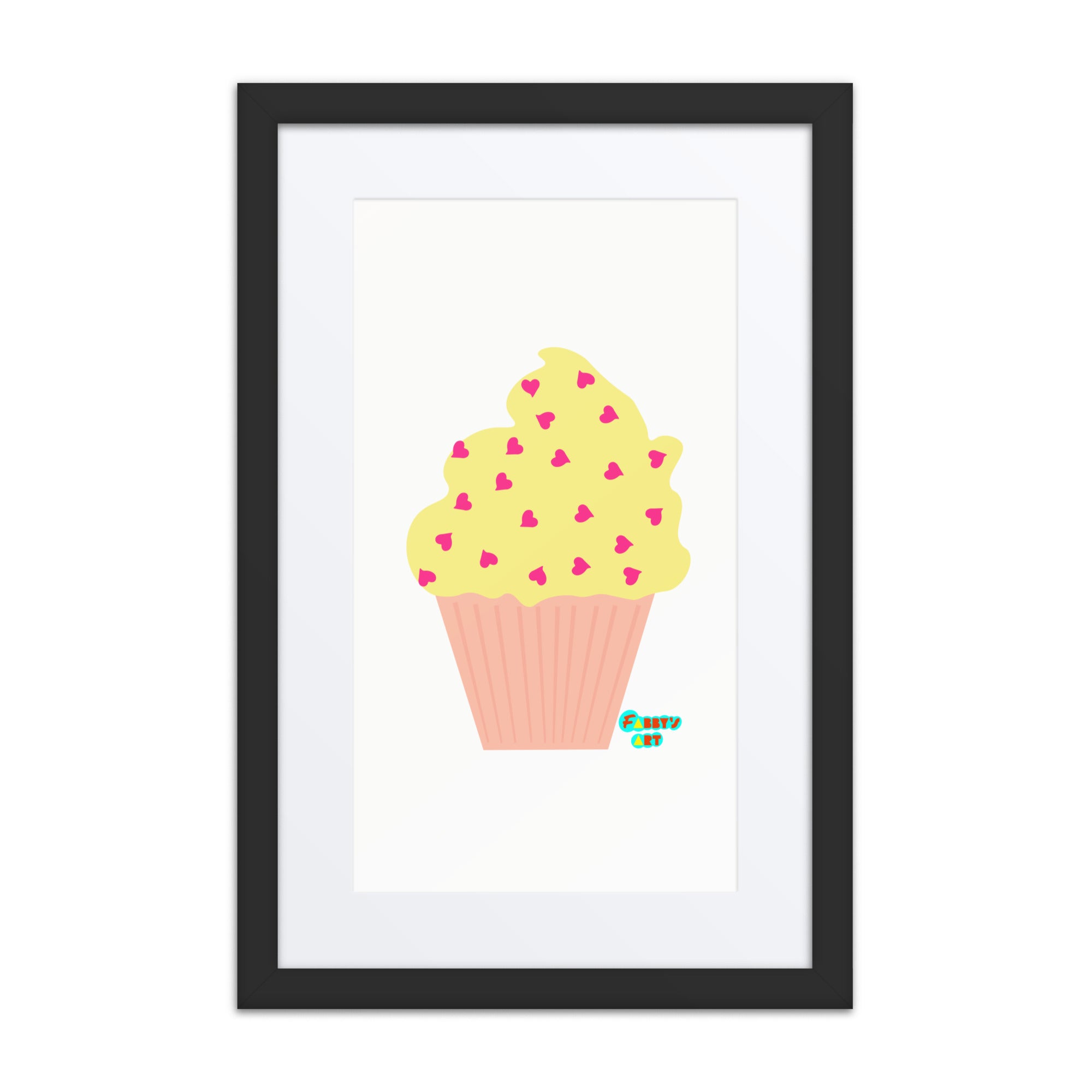Yellow cupcake, Framed poster with Mat