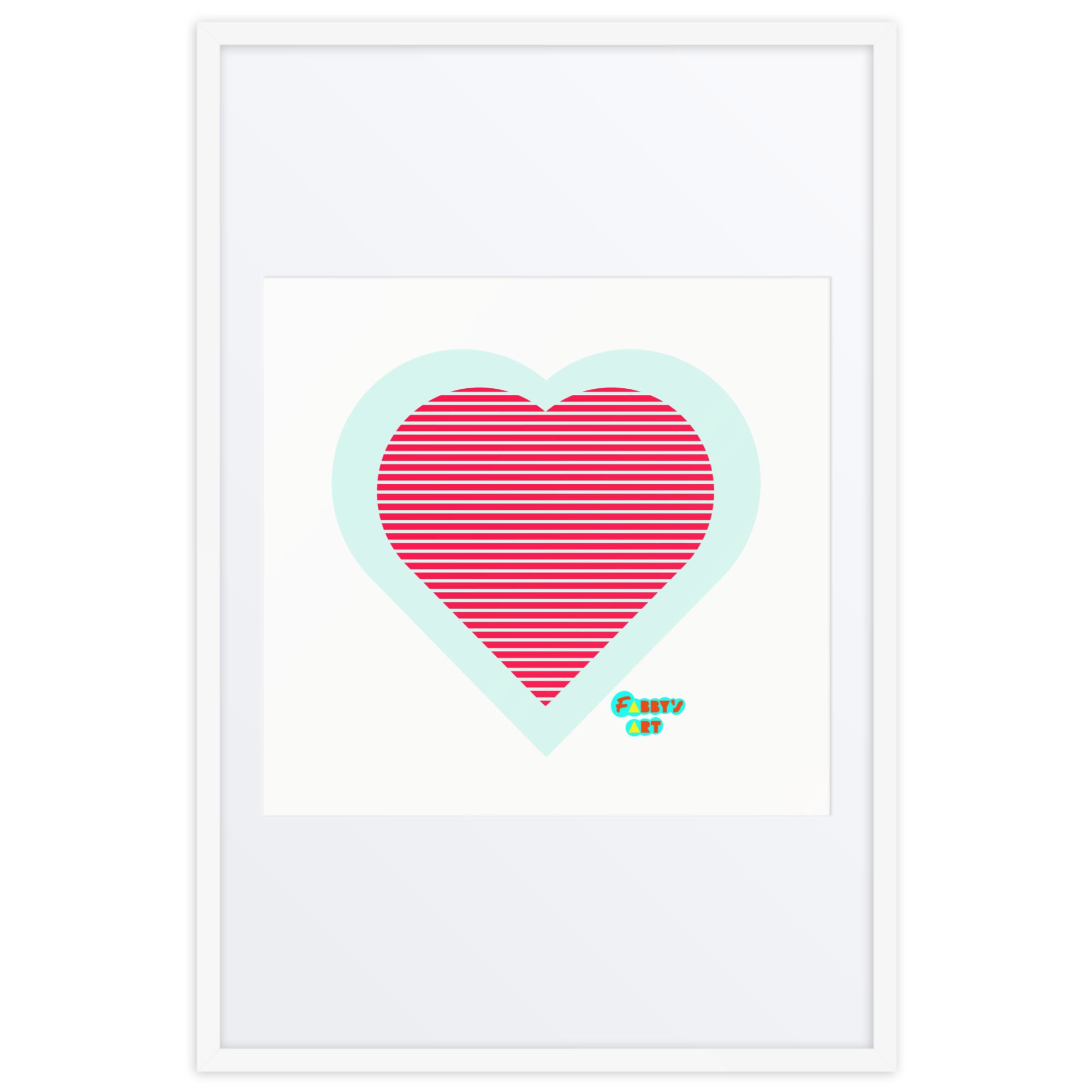 Red heart stripes, Framed poster with Mat