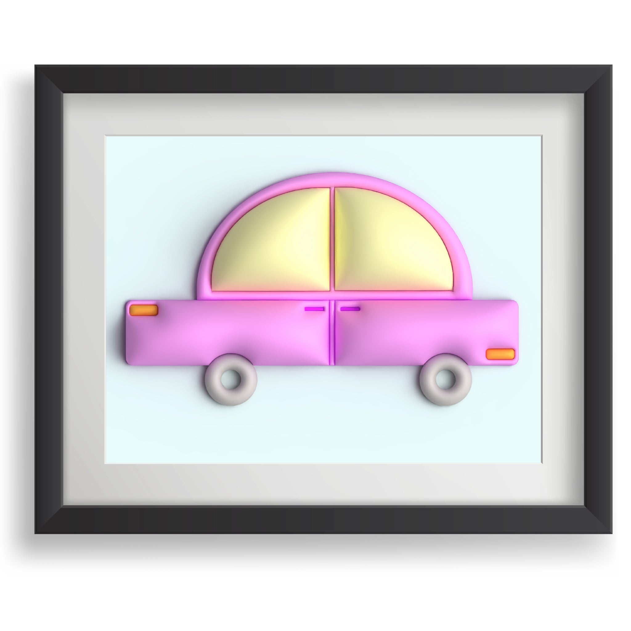 Pink car in blue Poster