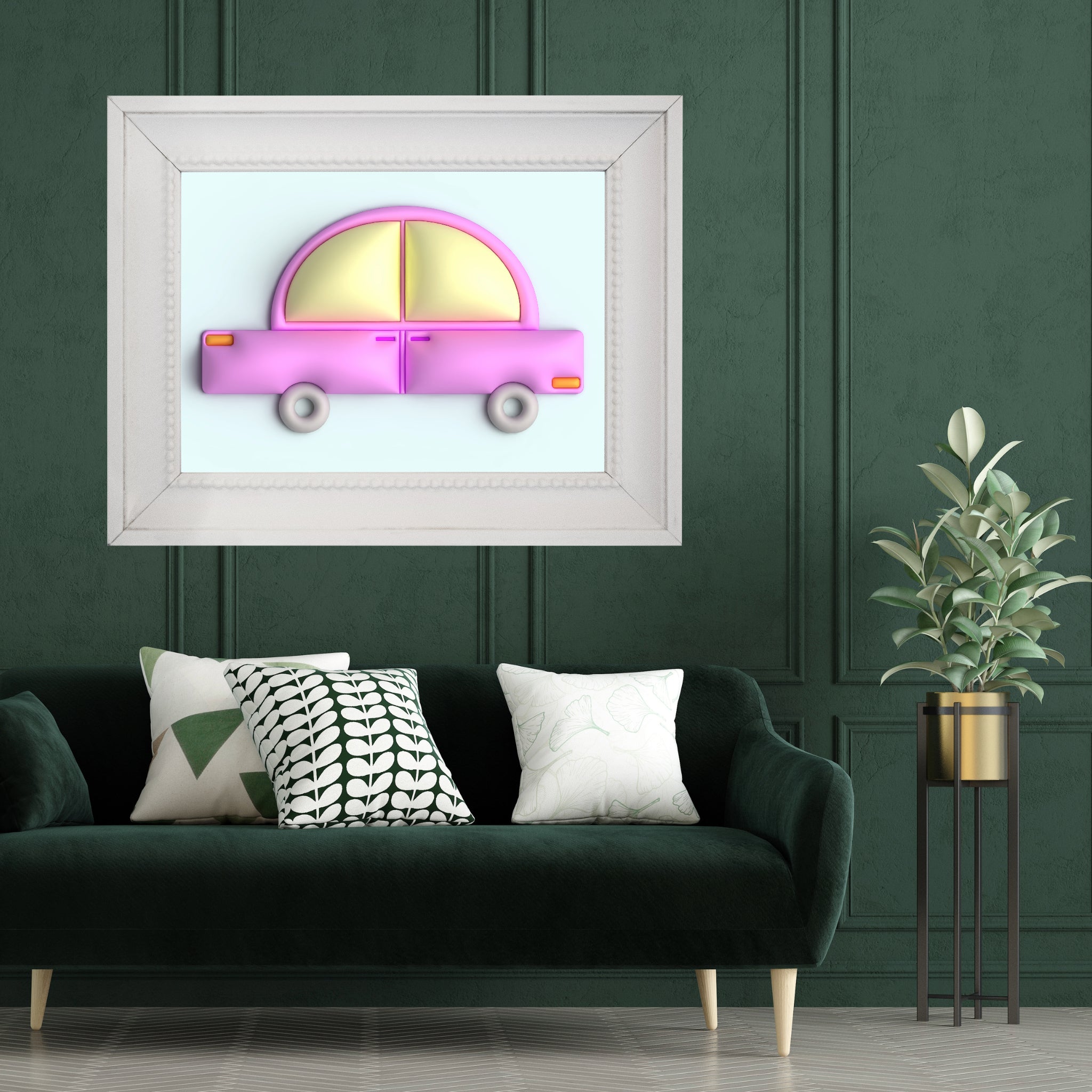 Pink car in blue Poster