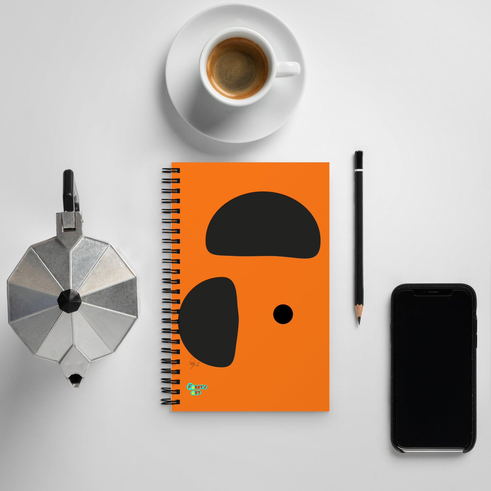 Opposite dots orange spiral notebook