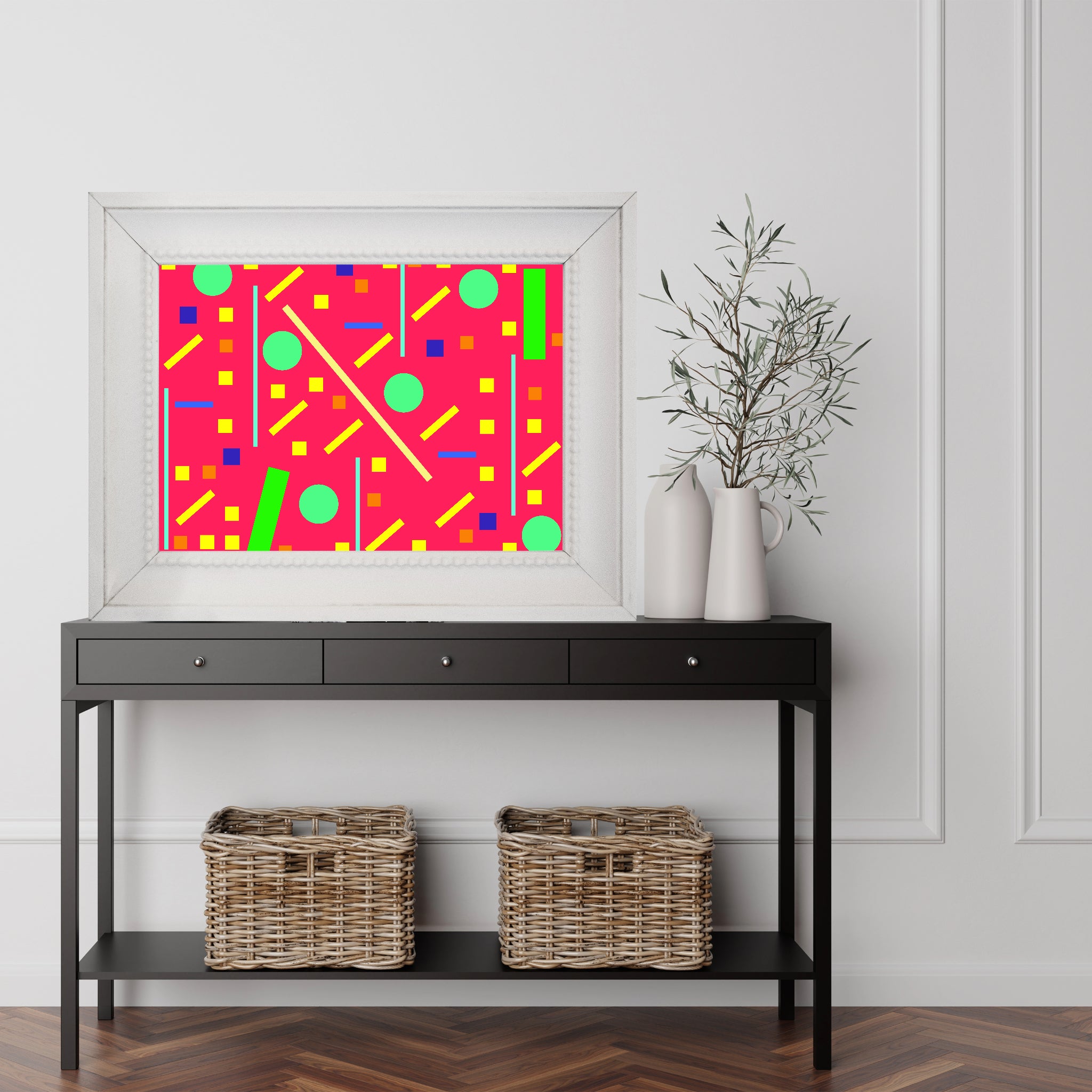 Squares and petite rectangles (pink), Poster