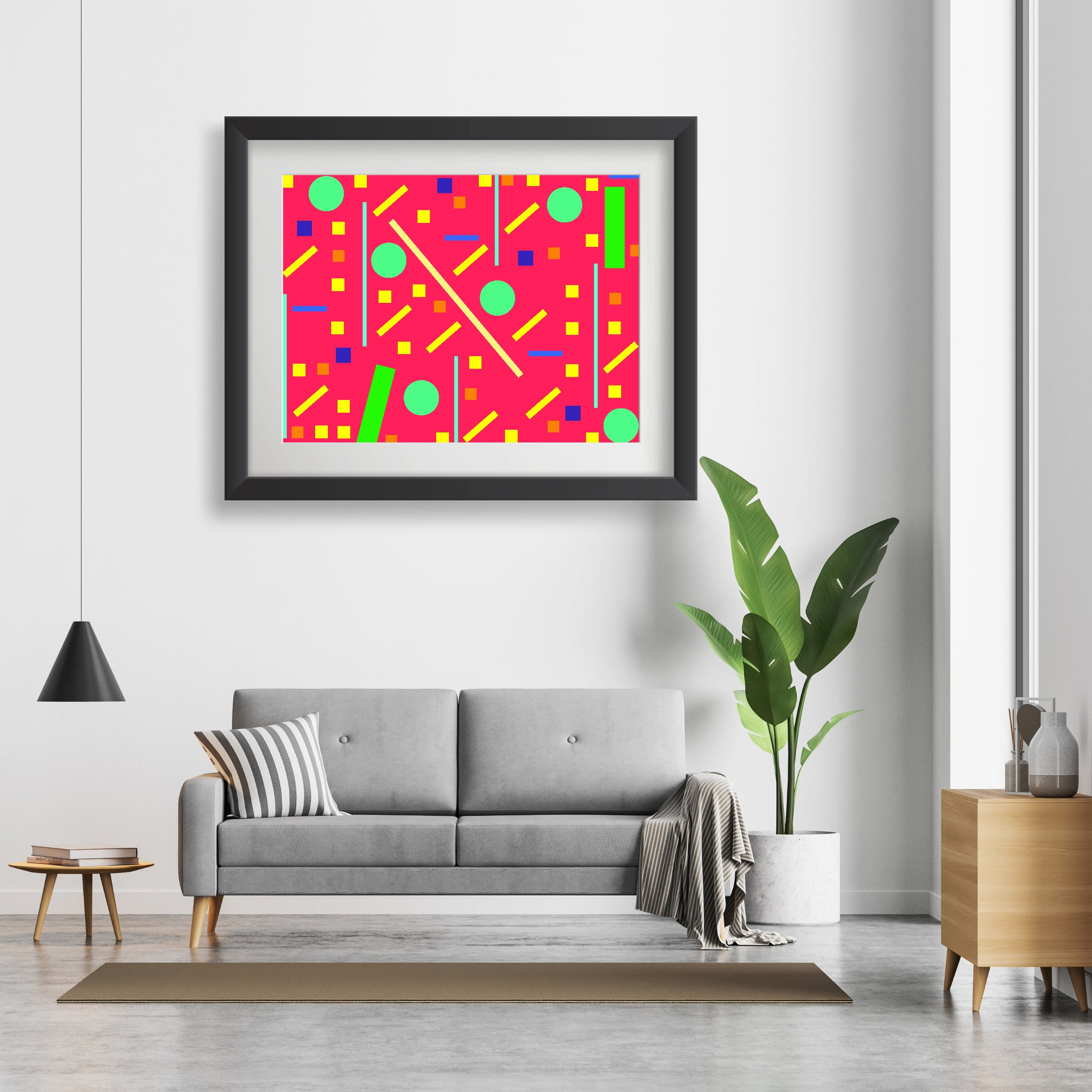 Squares and petite rectangles (pink), Poster
