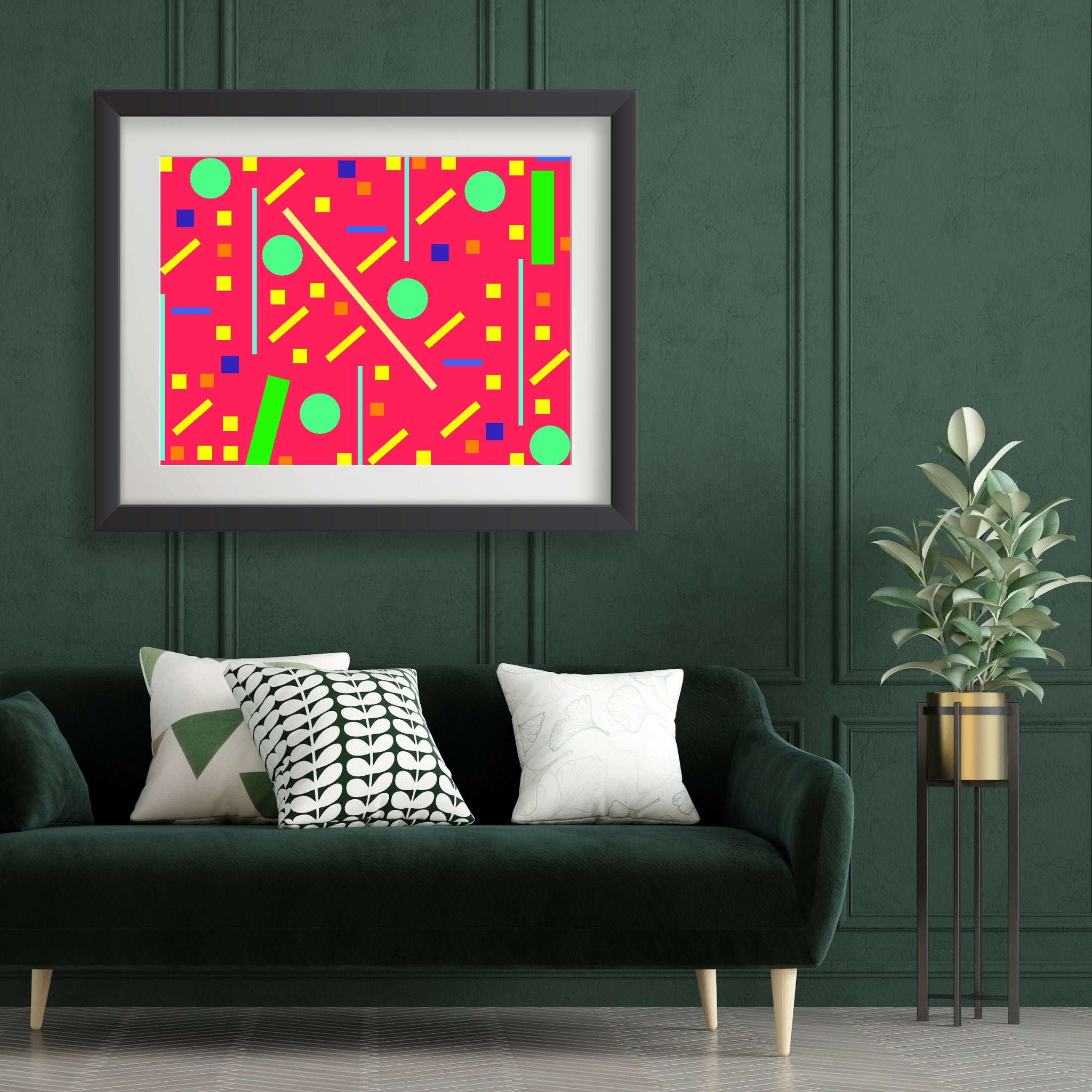 Squares and petite rectangles (pink), Poster